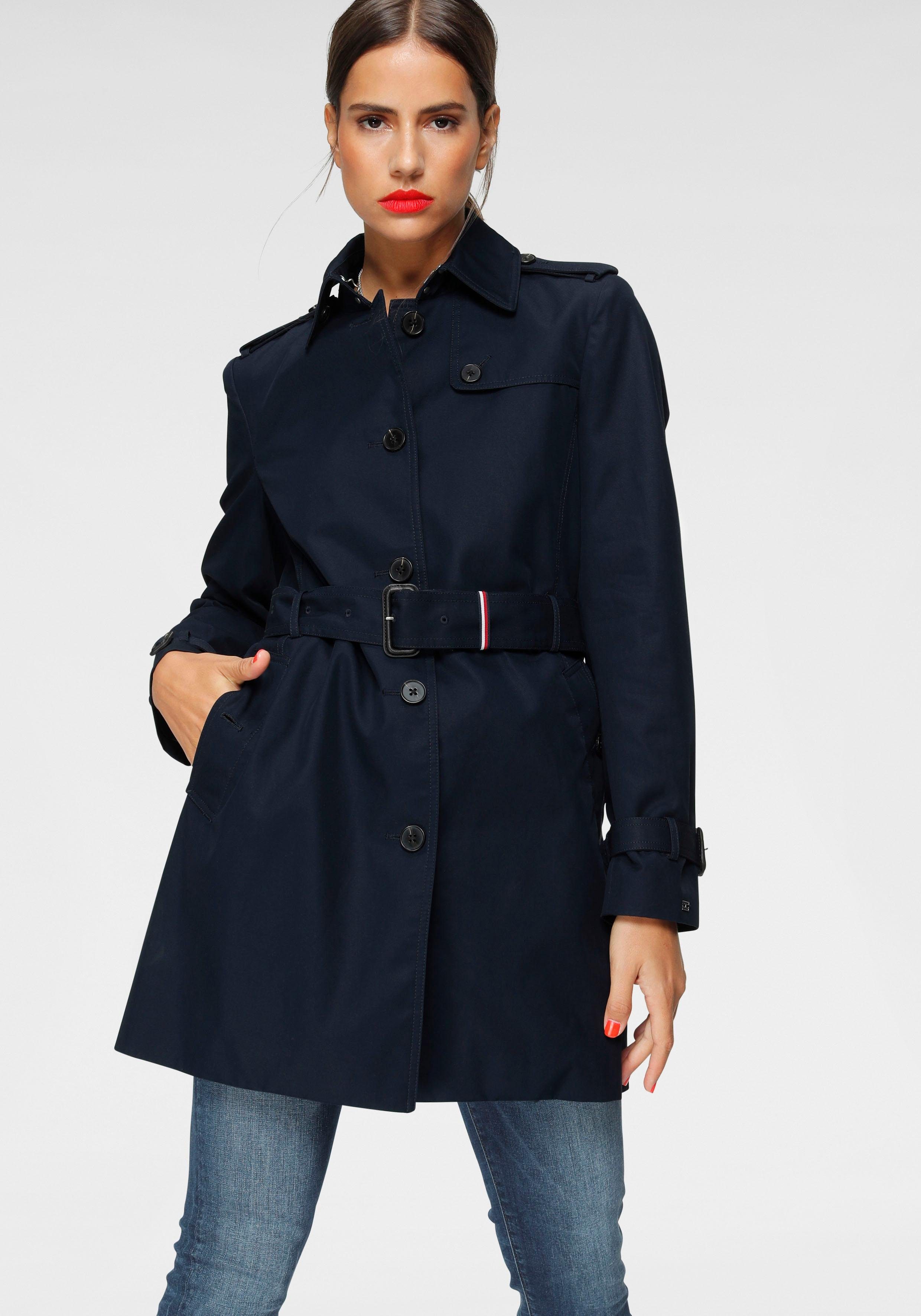 Tommy Hilfiger Langjacke »HERITAGE SINGLE BREASTED TRENCH« mti den  typischen Trenchdetails & Tommy Streifen als Gürtelschlaufe online kaufen |  OTTO