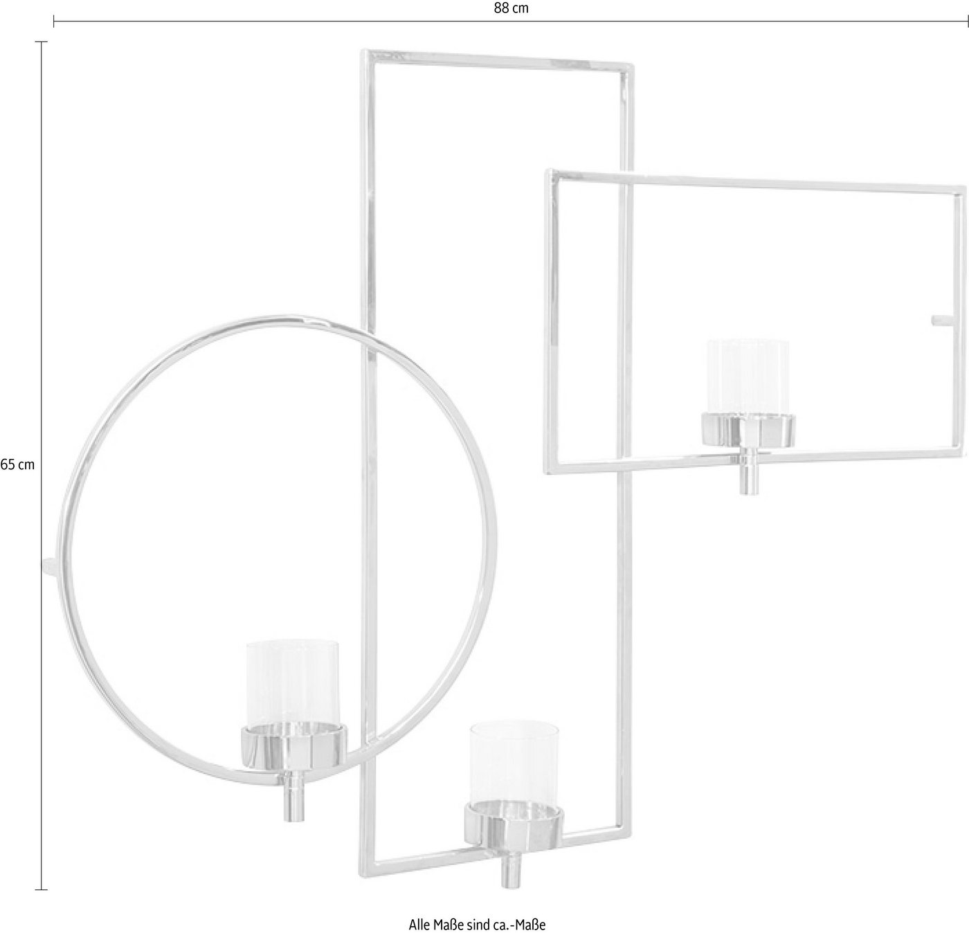 Fink Wanddekoobjekt »ESCALA, silber« (1 Stück), Wandkerzenhalter, Wanddeko, handgefertigt, aus Metall (Edelstahl), mit 3 Teelichthaltern, dekorativ im Esszimmer & Wohnzimmer-kaufen