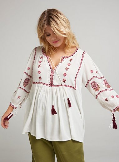 ZAY Blusentop Damen Große Größen Bluse Langarm Blumenmuster Bohemian