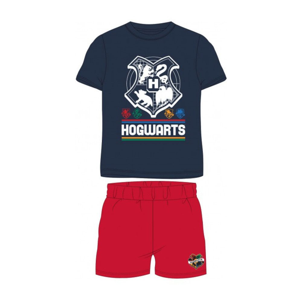 Harry Potter Pyjama Harry Potter Jungen-Pyjama, Hogwarts Wappen & Schriftzug, Kurzarmshi (Set, 2 tlg)