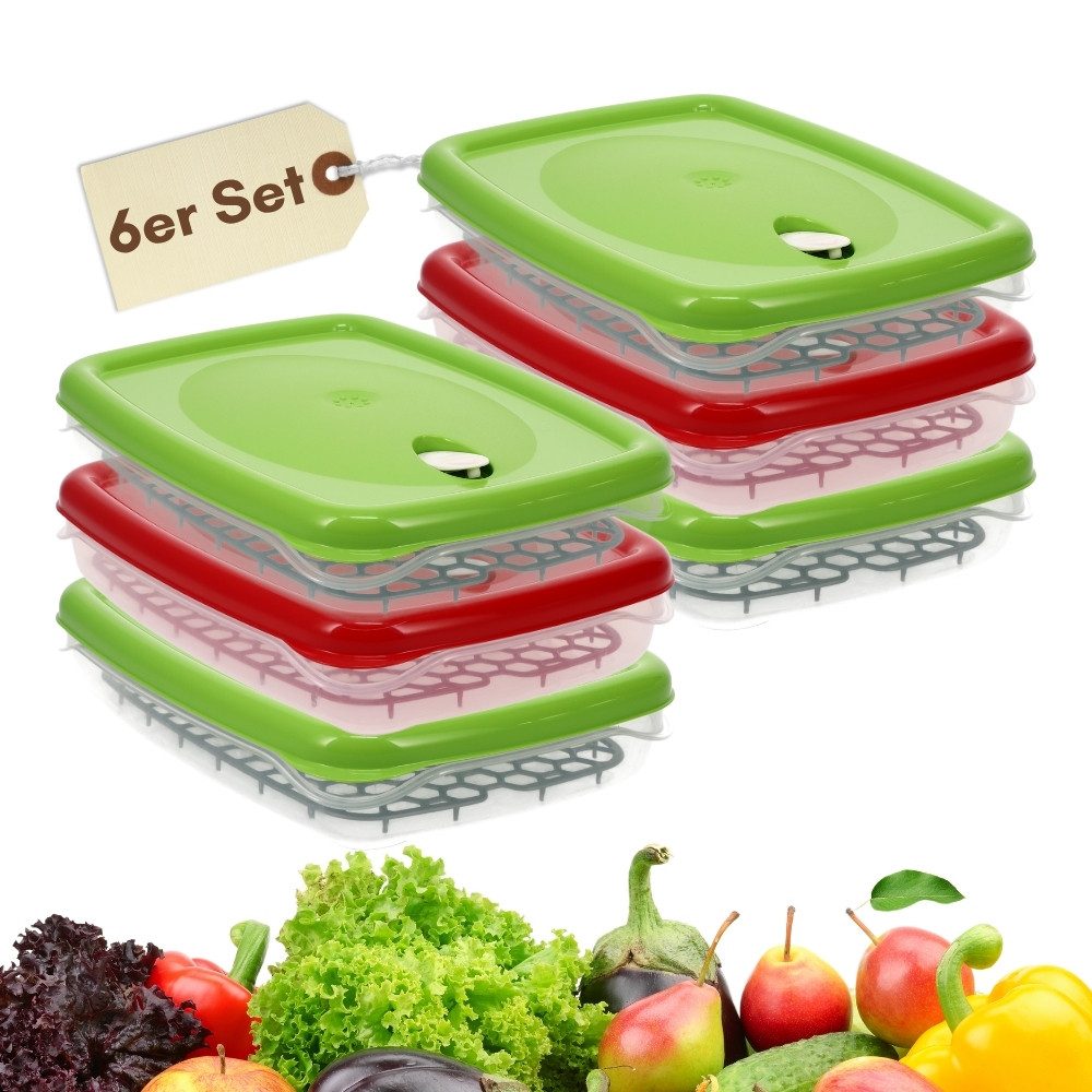 GarPet Frischhaltedose 6er Set Frischhaltedosen mit Deckel Abtropfgitter Gefrierdosen 2,5 L