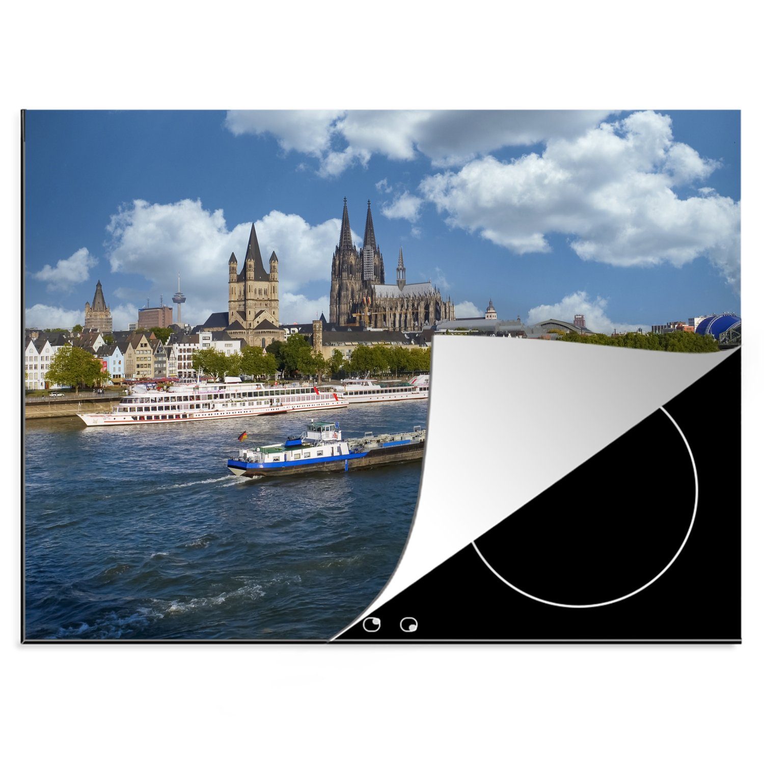 MuchoWow Herdblende-/Abdeckplatte Köln - Deutschland - Rhein, Vinyl, (1 tlg), 70x52 cm, Mobile Arbeitsfläche nutzbar, Ceranfeldabdeckung