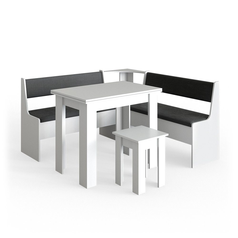 Vicco Sitzgruppe Roman, Weiß/Anthrazit, 150 x 150 cm mit Tisch, (Set, 5-tlg., 5-er Set), bequeme Polsterung