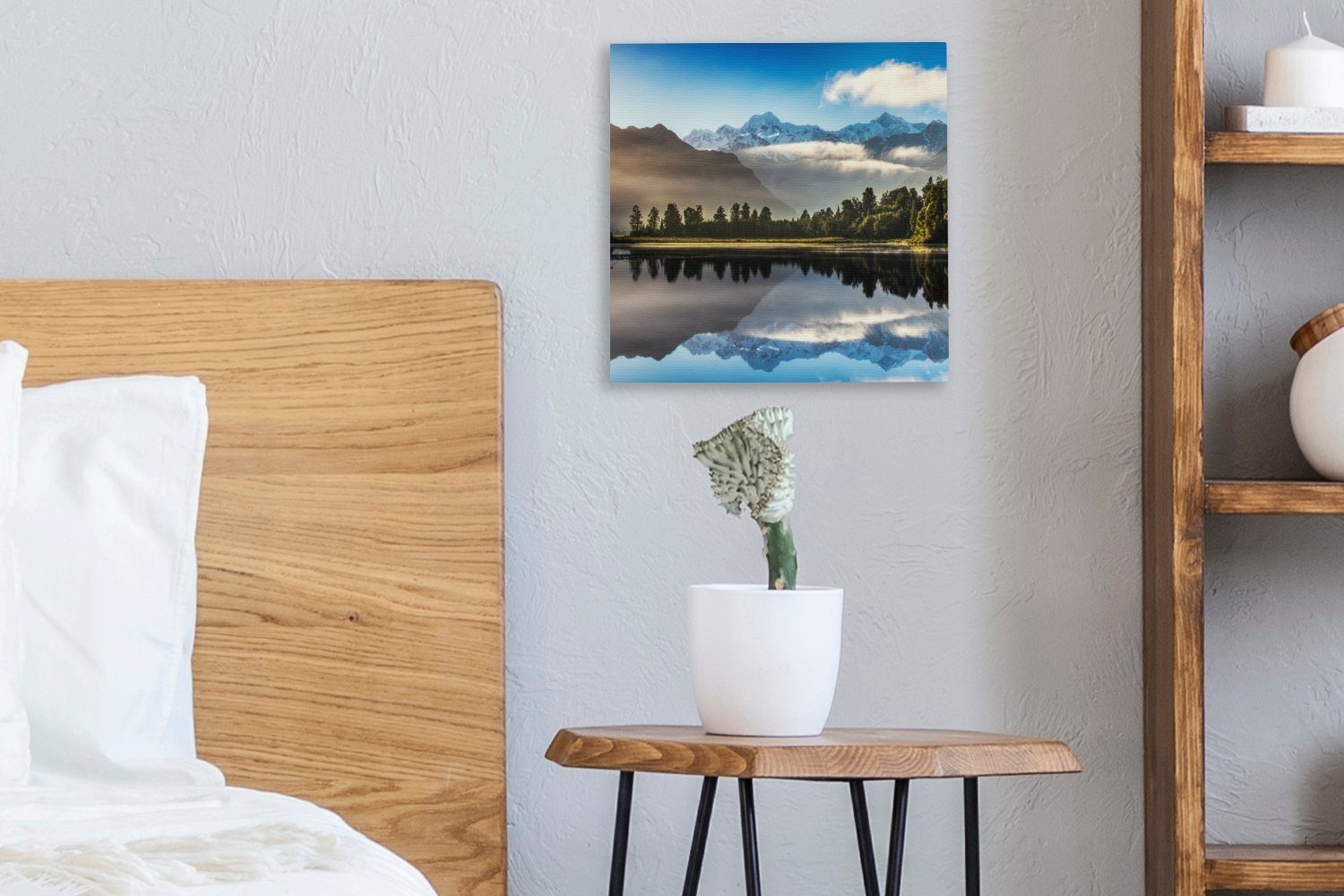 Reflexion OneMillionCanvasses® Leinwandbild Bilder Berg, Leinwand St), - Neuseeland (1 Schlafzimmer Wohnzimmer für -