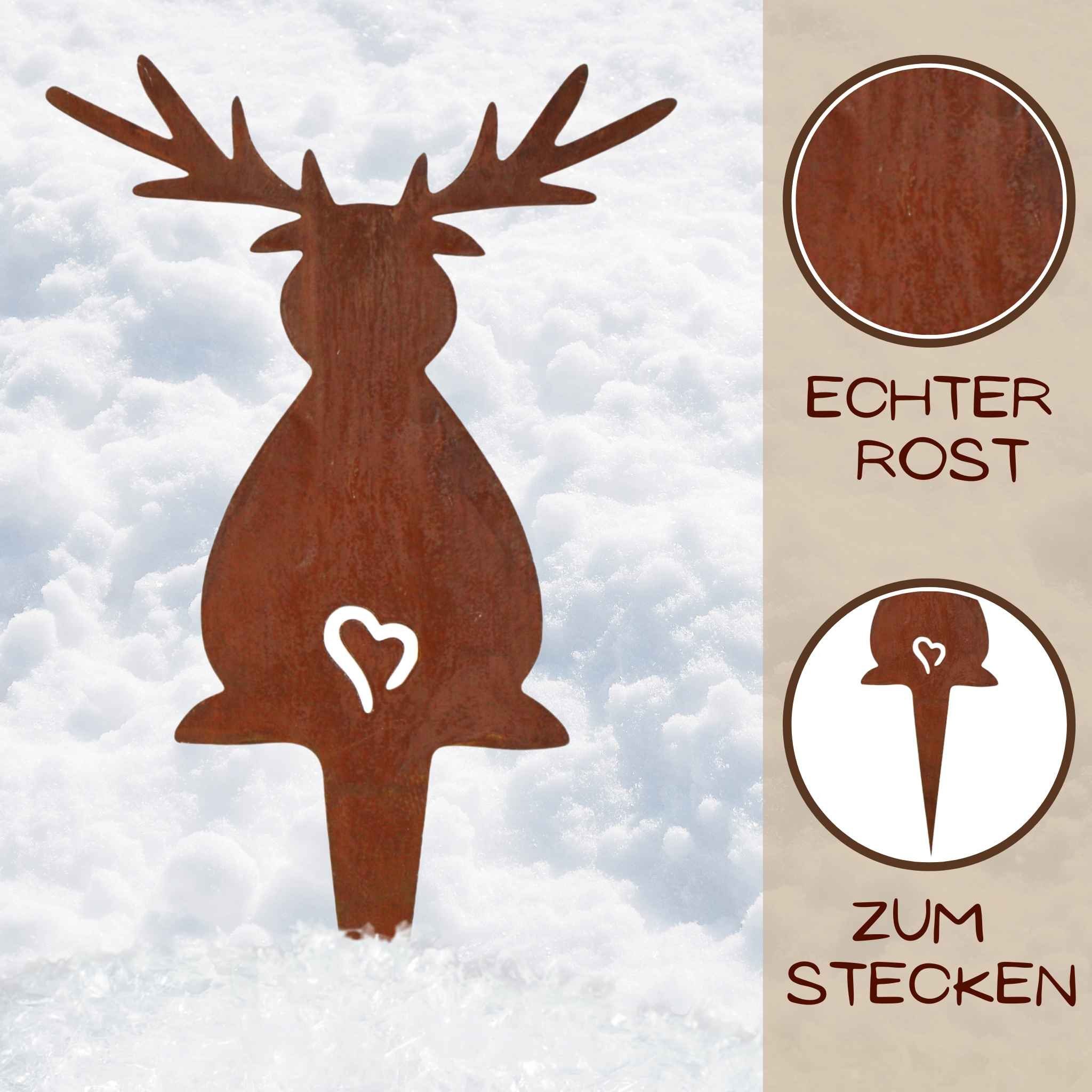 Rostikal Weihnachtsfigur Weihnachtsdeko Elch Rost, handmade Deko Gartendeko