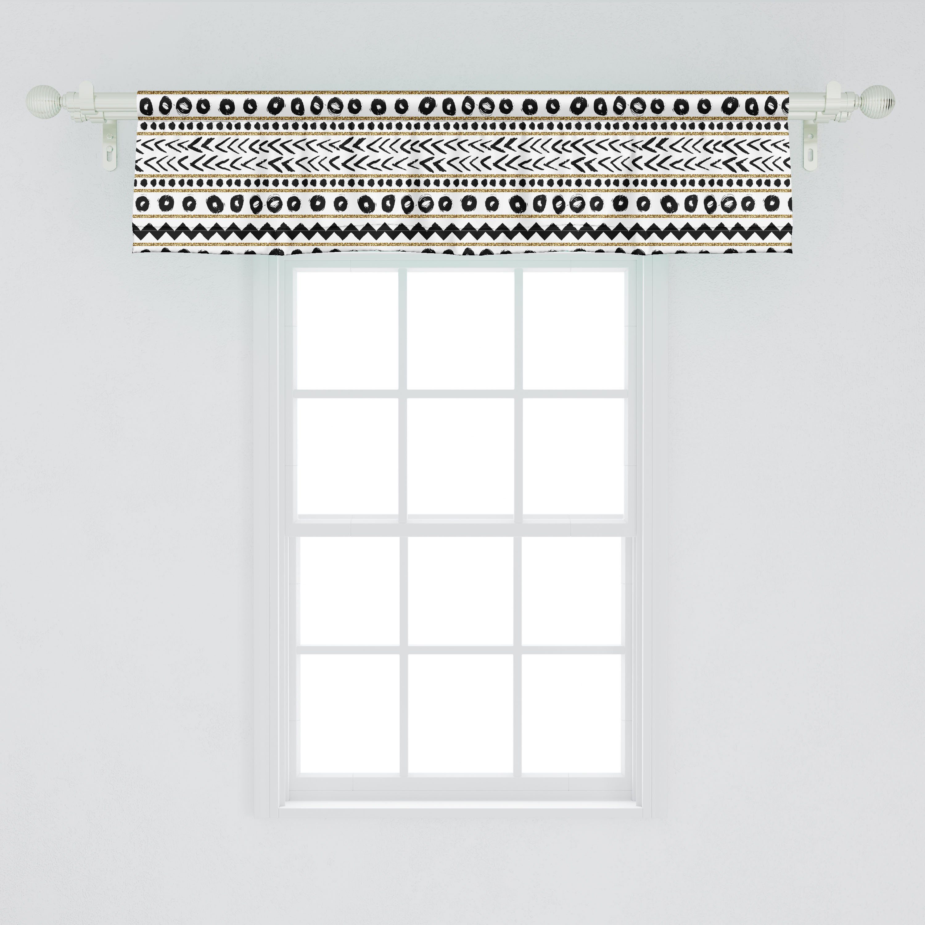 Scheibengardine Vorhang Volant für Küche mit Abakuhaus, Boho Microfaser, Stangentasche, Abstrakt Dekor Primitive Schlafzimmer