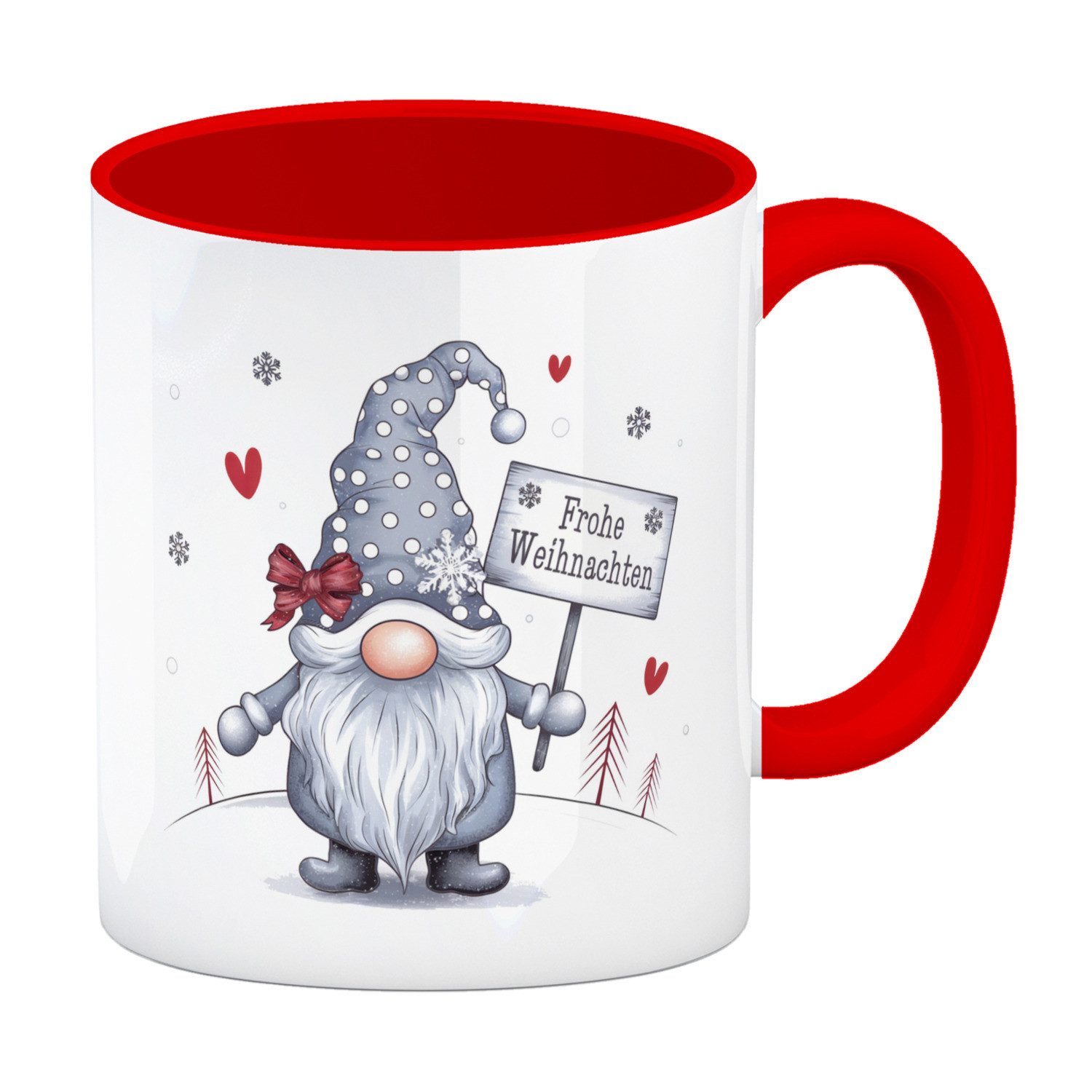 Tasse Winter-Wichtel Frohe Weihnachten Kaffeebecher in rot