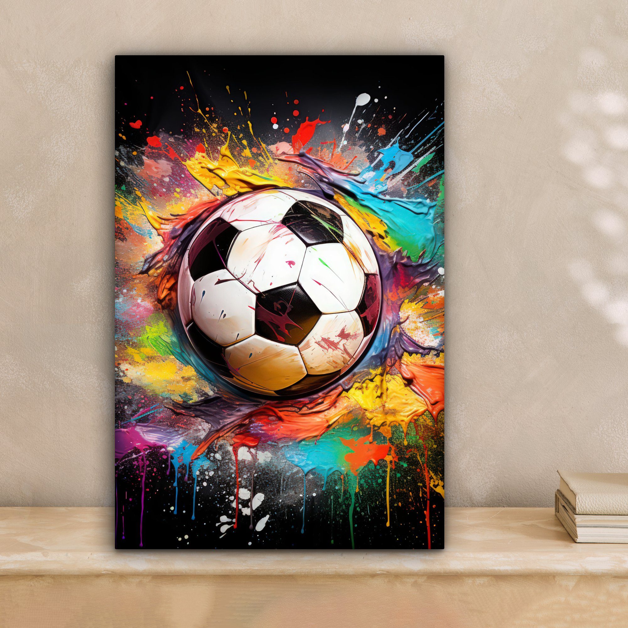 OneMillionCanvasses® Leinwandbild Fußball - Farbe - Farben - Schwarz - Weiß günstig online kaufen