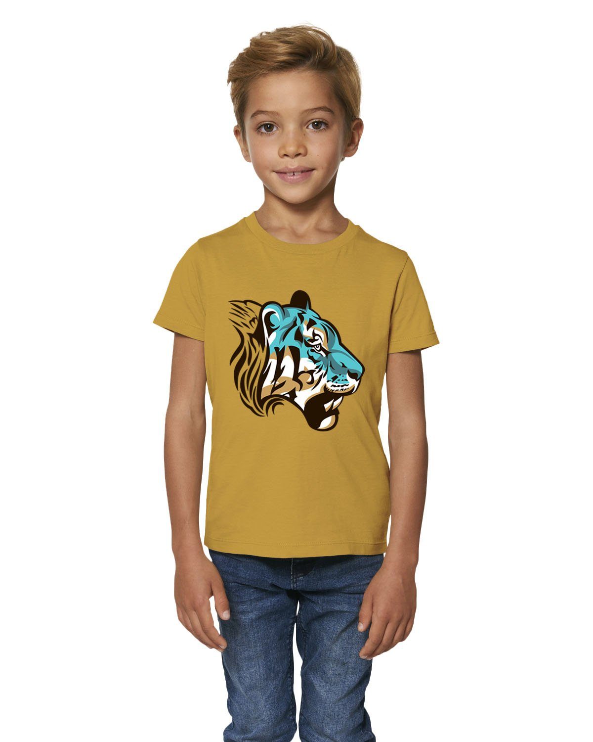 Hilltop Print-Shirt Hochwertiges Kinder T-Shirt mit Tiger, 100% Bio  Baumwolle