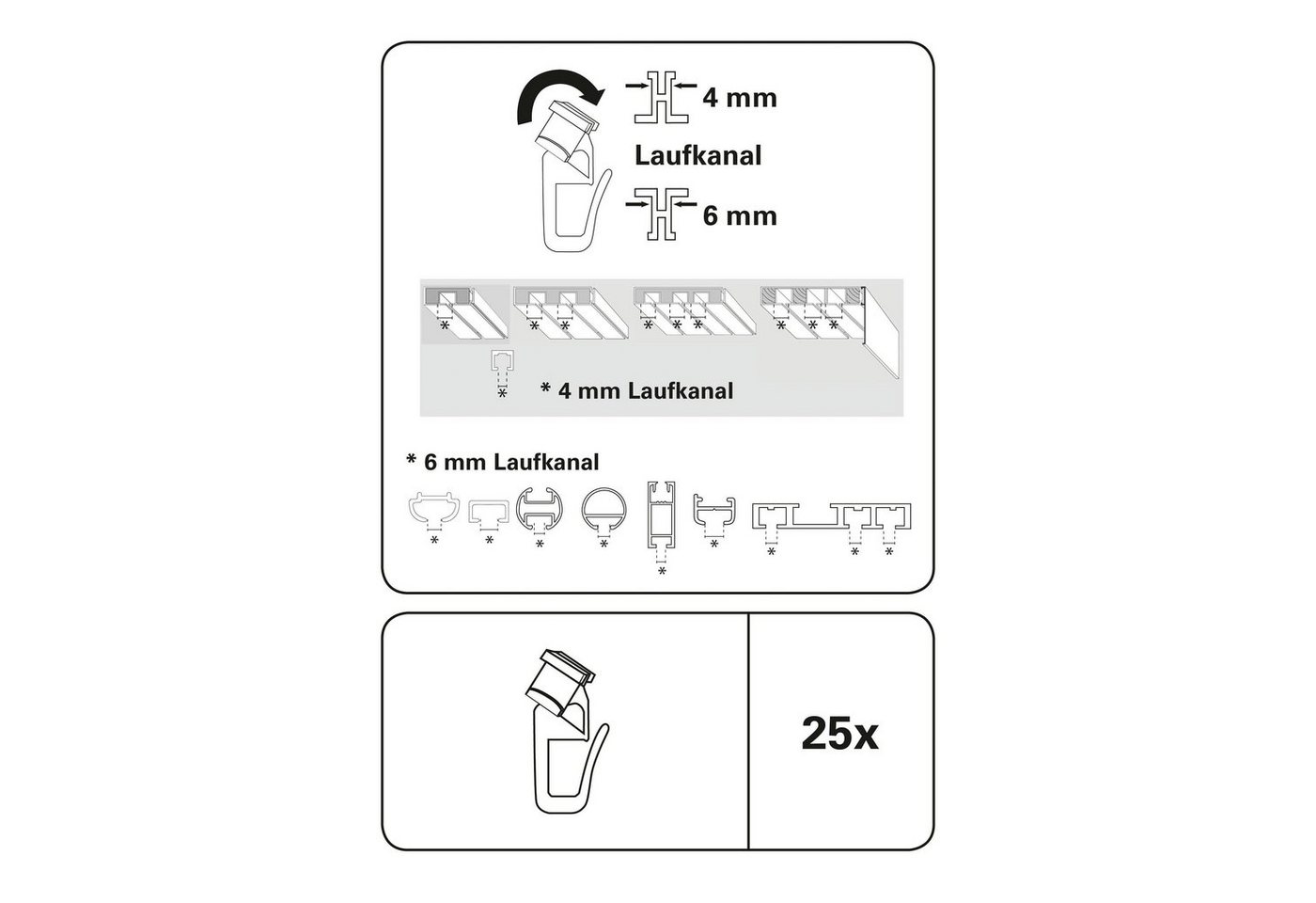 Klick-Gleiter »Duo X-Gleiter«, GARDINIA, Gardinenstangen, Gardinenschienen, Flächenvorhangschiene, (25-St), Serie Flächenvorhang Technik Atlanta-kaufen