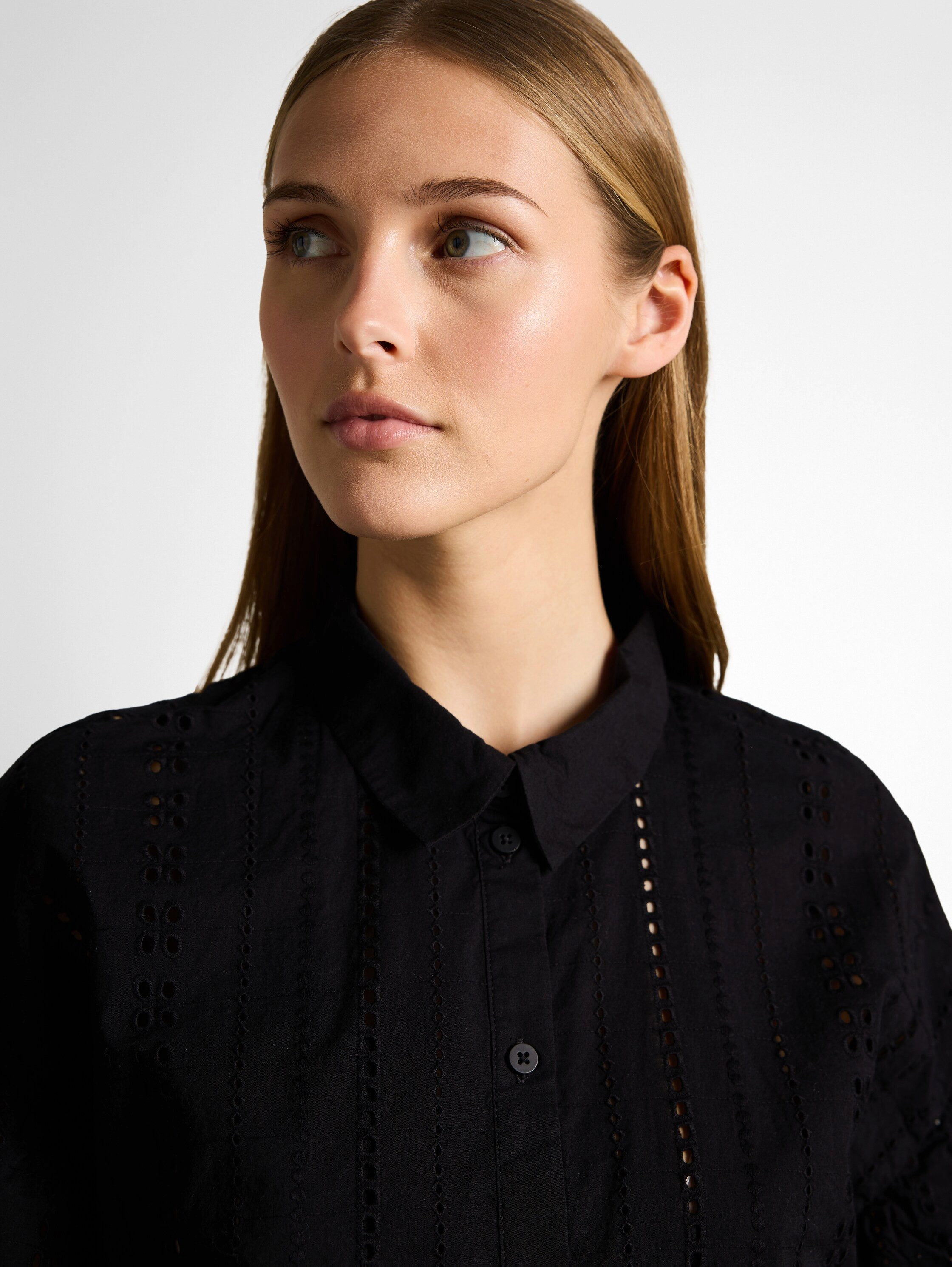 TOM TAILOR Denim Hemdblusenkleid Sommerkleid mit Häkel-Details