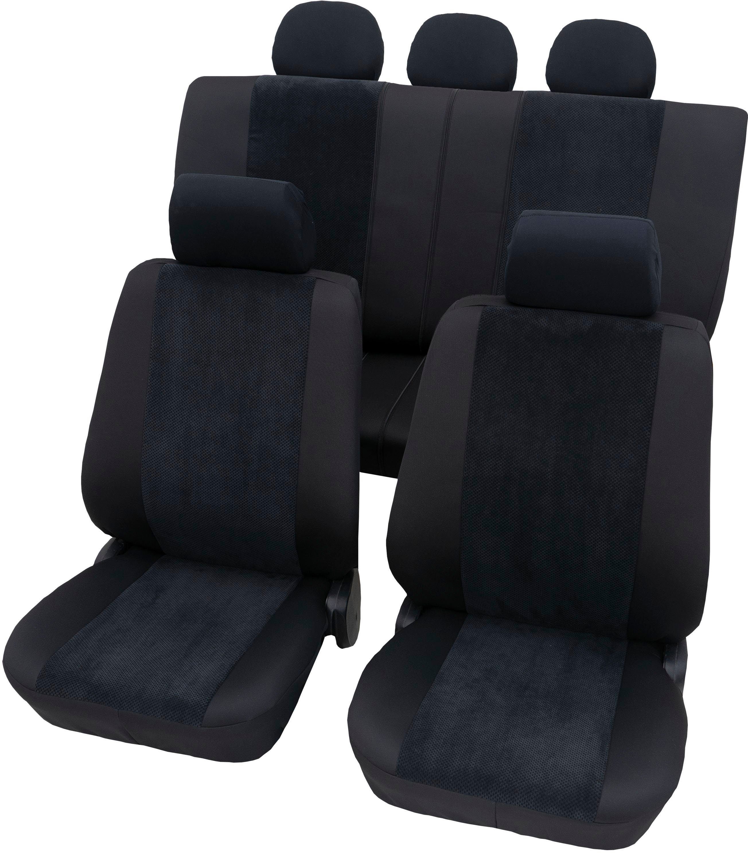 Fahrzeuge für Vario 1 mit/ohne Seitenairbag, Set schwarz SAB universelle "Madagaskar" Autositzbezug 11-tlg Geeignet Petex Passform,