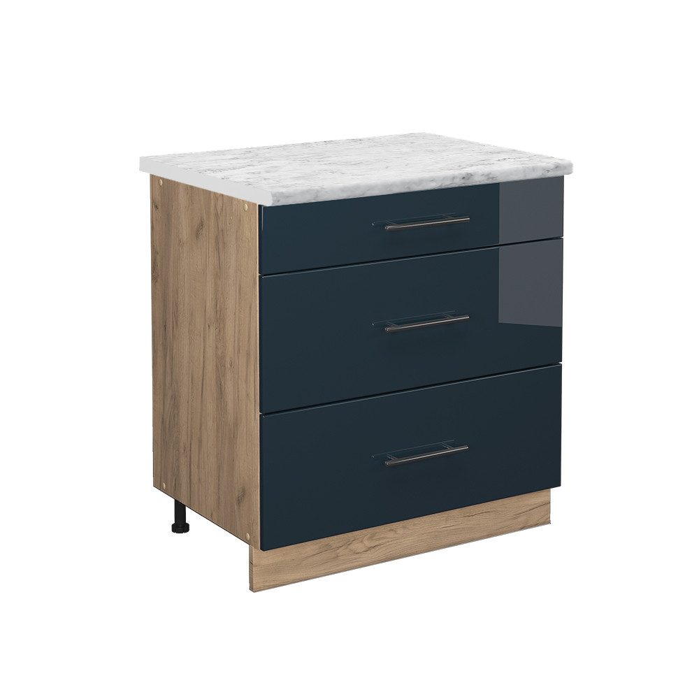 Vicco Unterschrank Fame-Line, Dunkelblau Hochglanz/Goldkraft Eiche, günstig online kaufen