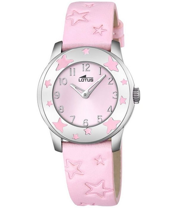 Lotus Quarzuhr Lotus Jugend Uhr Elegant L18274/2 Leder (Armbanduhr) Jugend Armbanduhr rund klein (ca. 28mm) Lederarmband rosa