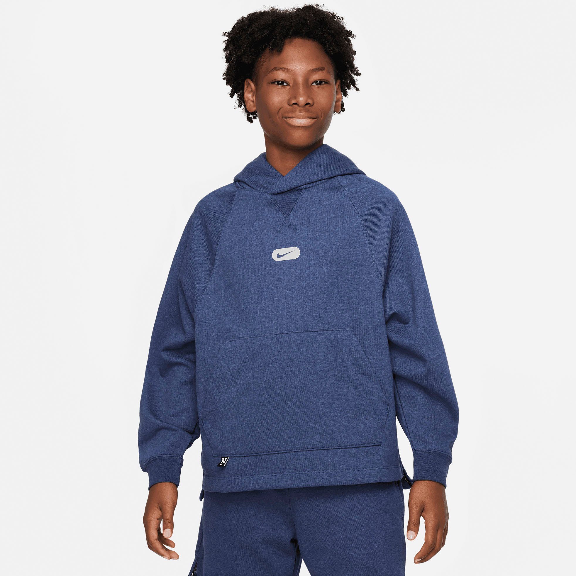 Nike MIDNIGHT Hoodie Kids' GREY Training SMOKE Kapuzensweatshirt NAVY/HTR/LT (Boys) Athletics Big Fleece Dri-FIT