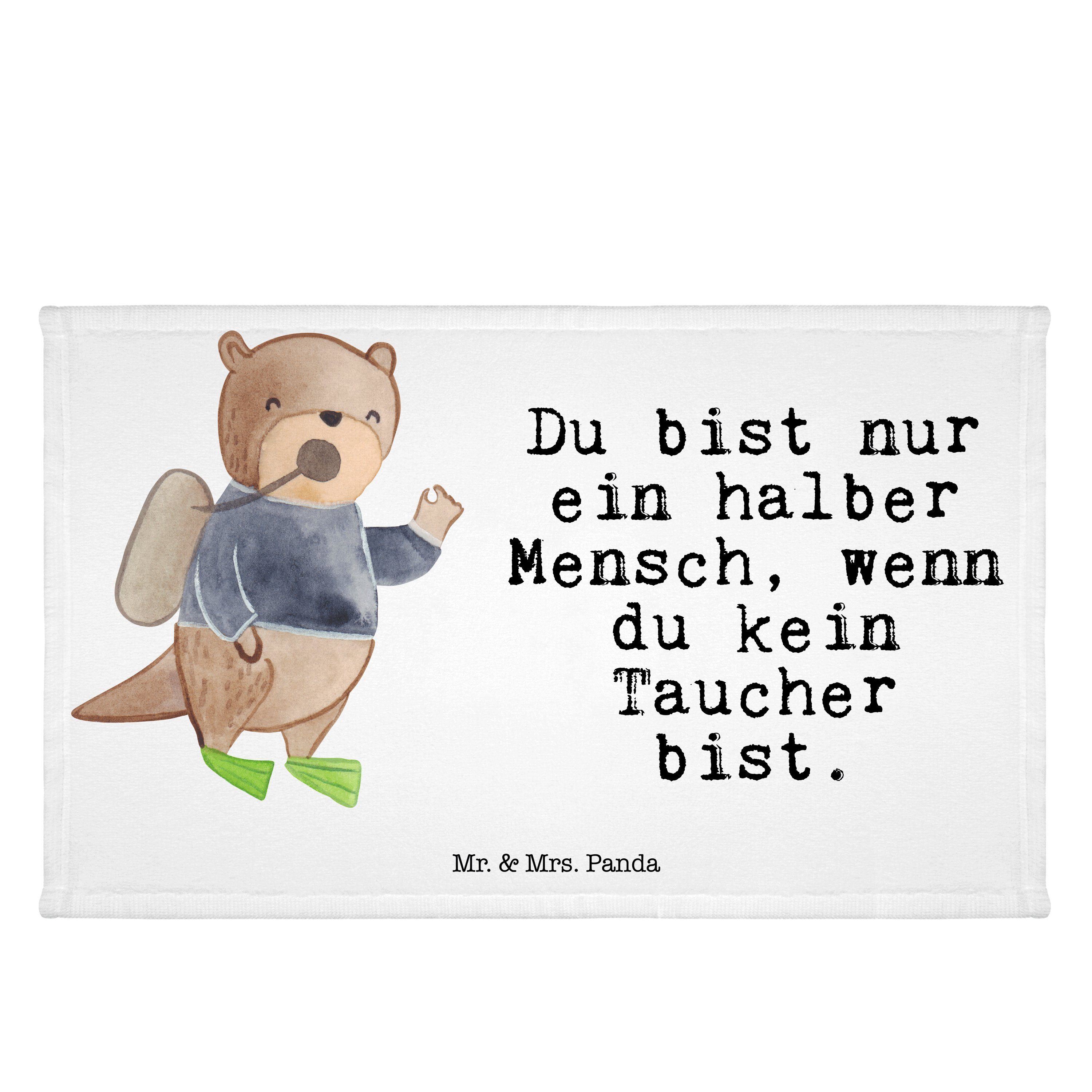 Mr. & Mrs. Panda Handtuch Taucher mit Herz - Weiß - Geschenk, Kinder Handtuch, Sport Handtuch, (1-St)