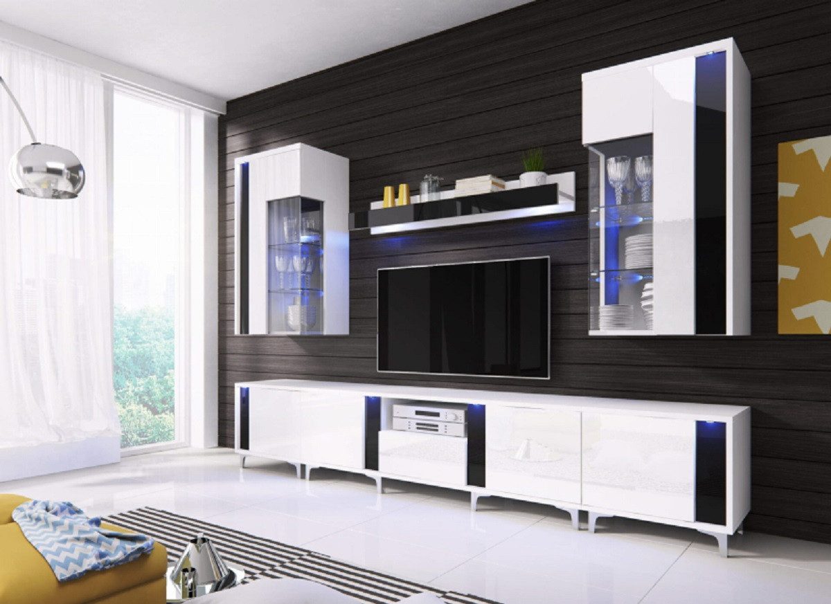 ROYAL24_MARKT Wohnwand - Schönheit und Funktion in einem Aufbewahrungsmöbel, (Komplett Set, 6-St., Premium - NICEA 2), Edles Material - Zeitlos - Elegant.