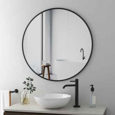 Boromal Badspiegel Spiegel Wandspiegel Rund Rundspiegel Schwarz groß 80cm 70cm (Badezimmerspiegel, ohne beleuchtung), 5mm HD Umweltschutz Spiegel, explosionsgeschützt