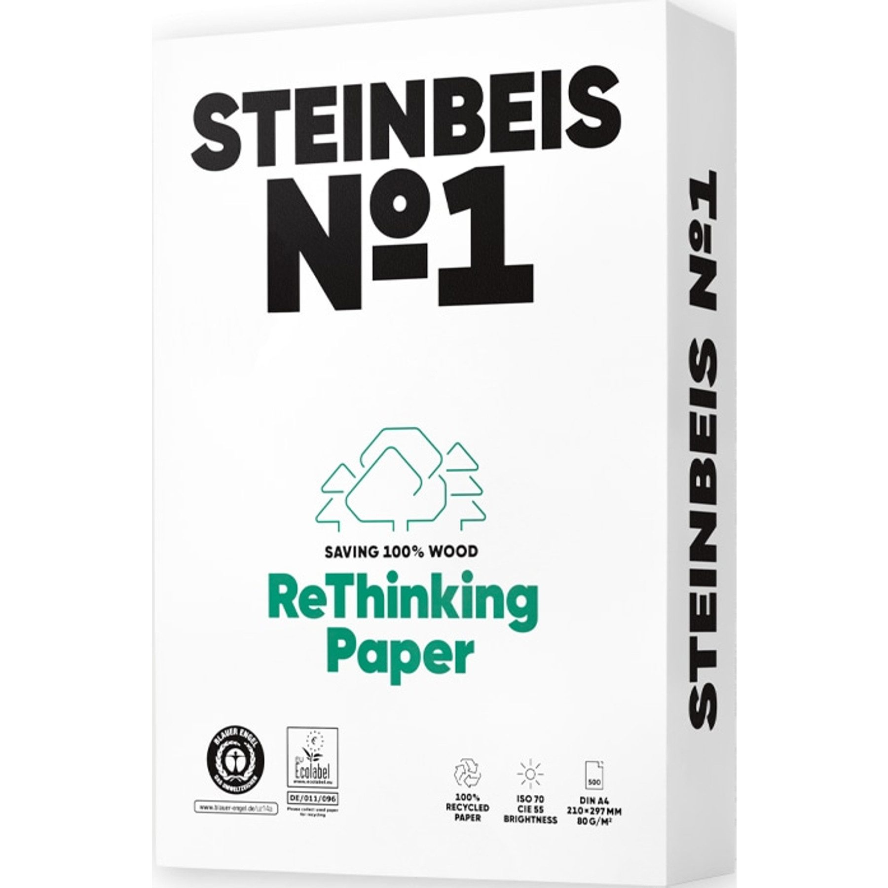 STEINBEIS Recyclingpapier STEINBEIS Kopierpapier No. 1 Classic White 80g 500 Blatt