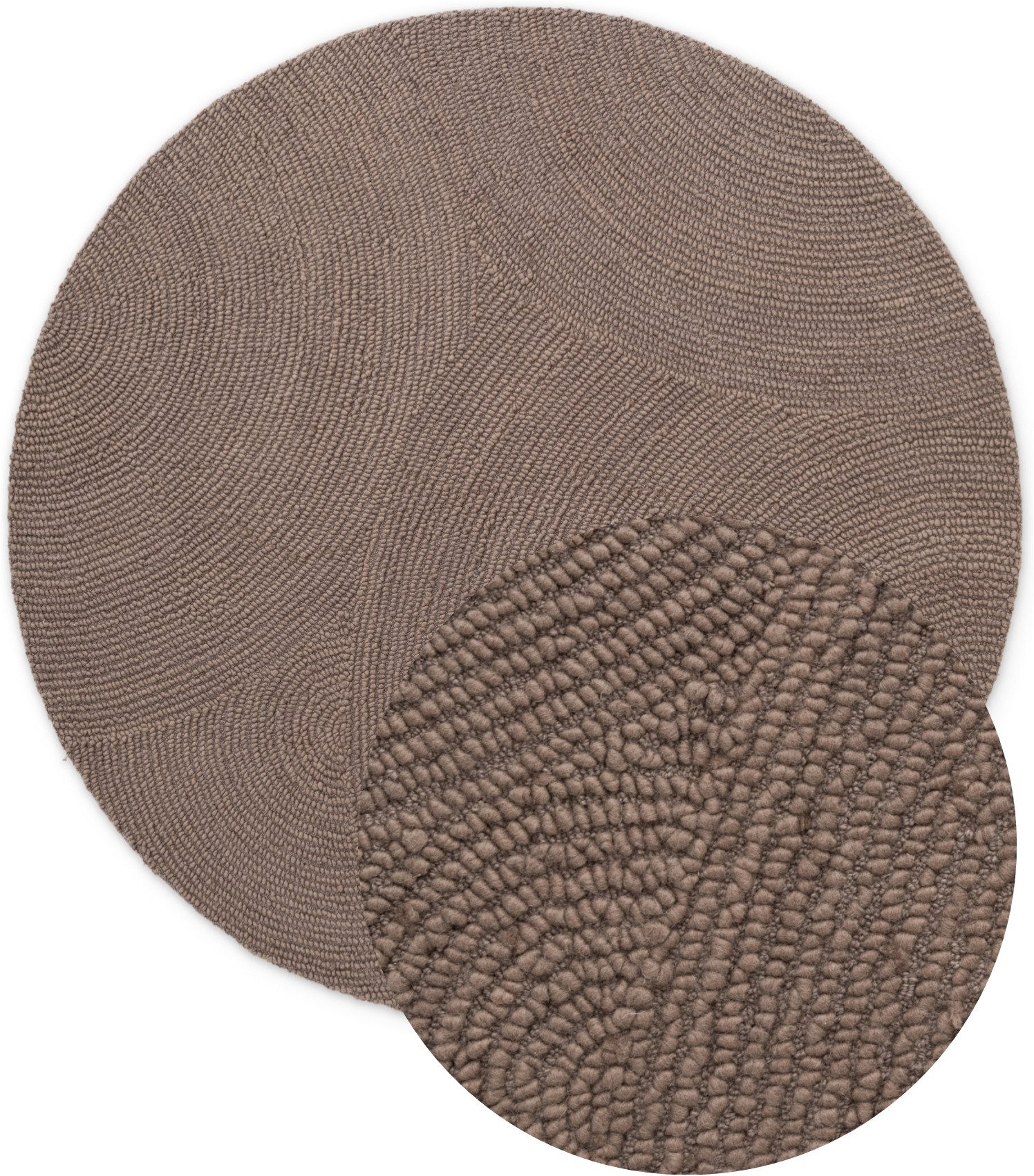 HANSE Home Wollteppich Calmio, auch als Läufer und in rund, rund, Höhe: 18 mm, Handgetuftet, Wolle, Natur, Wohnzimmer, Schlafzimmer, Skandi, Hygge
