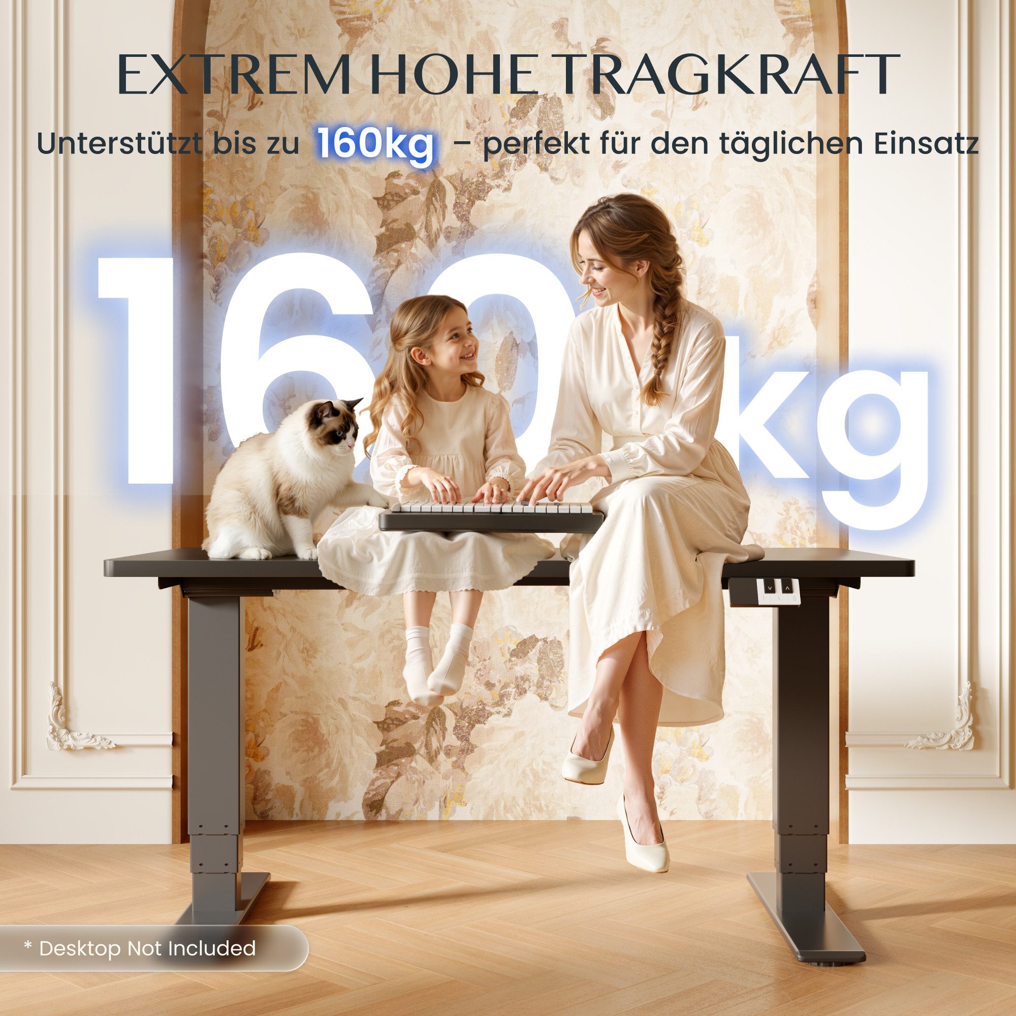 FLEXISPOT Schreibtisch Elektrisch höhenverstellbares Tischgestell (EC5 Serie) (Dual-Motor & 3-Fach-Teleskop & 3 Speicherhöhen, Zeit-Erinnerungsfunktion, Softsta – Bild 4 von 5