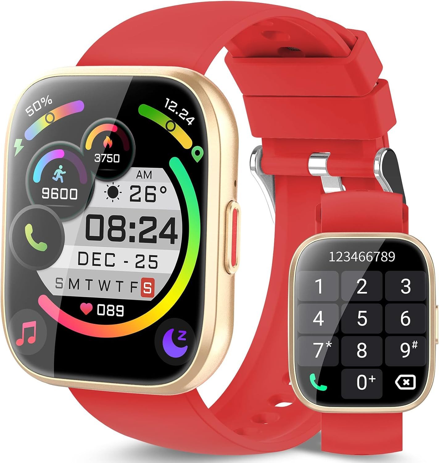 aycy Damen"s Herren"s GPS Fitness Tracker mit Herzfrequenz & SPO2 Messung Smartwatch (1,85 Zoll, Android/iOS), IP68 Wasserdicht, Schlafmonitor & 112 Sportmodi für Aktivität