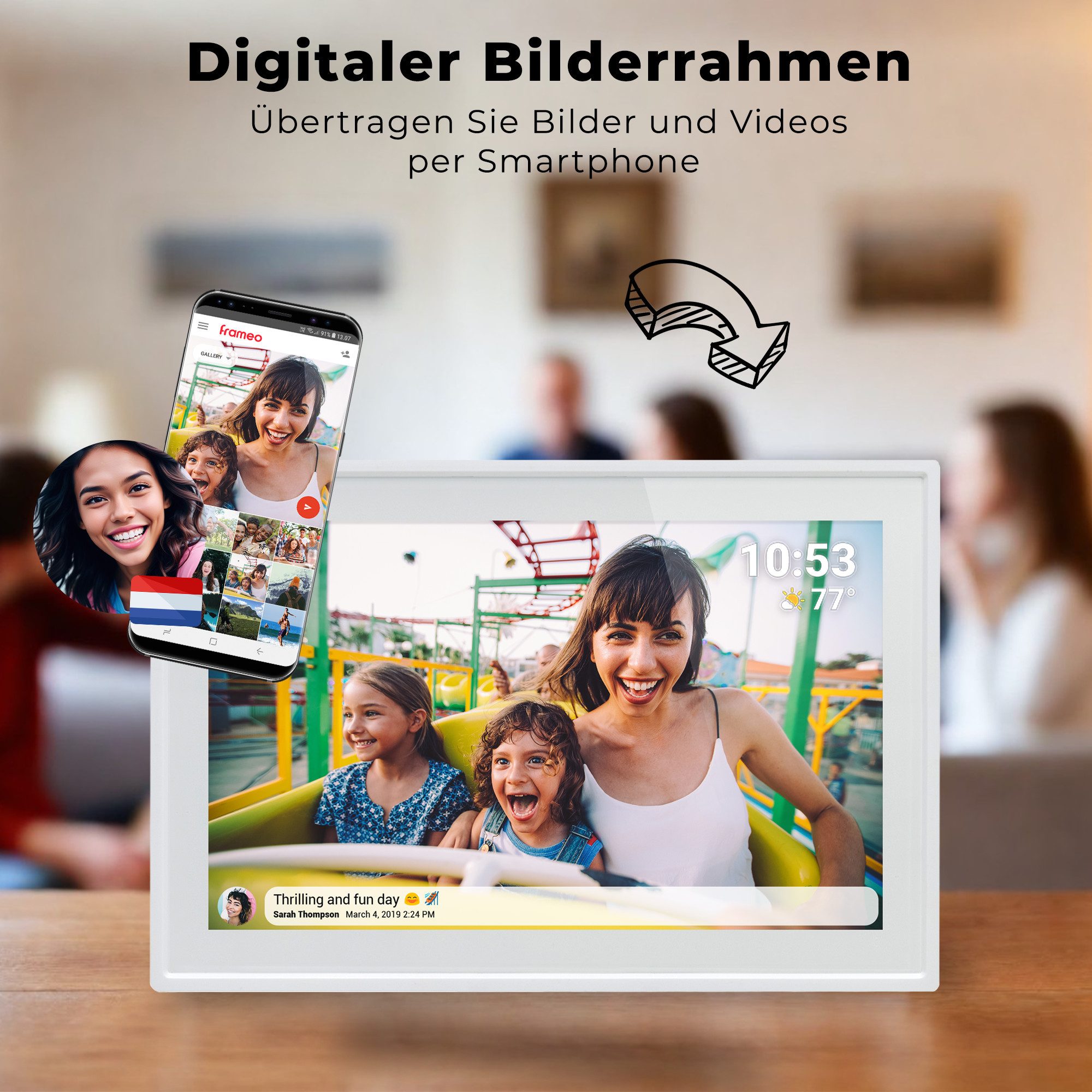 Denver PFF-1021W Digitaler Bilderrahmen (25.65 cm/10.1 ", 16 GB)