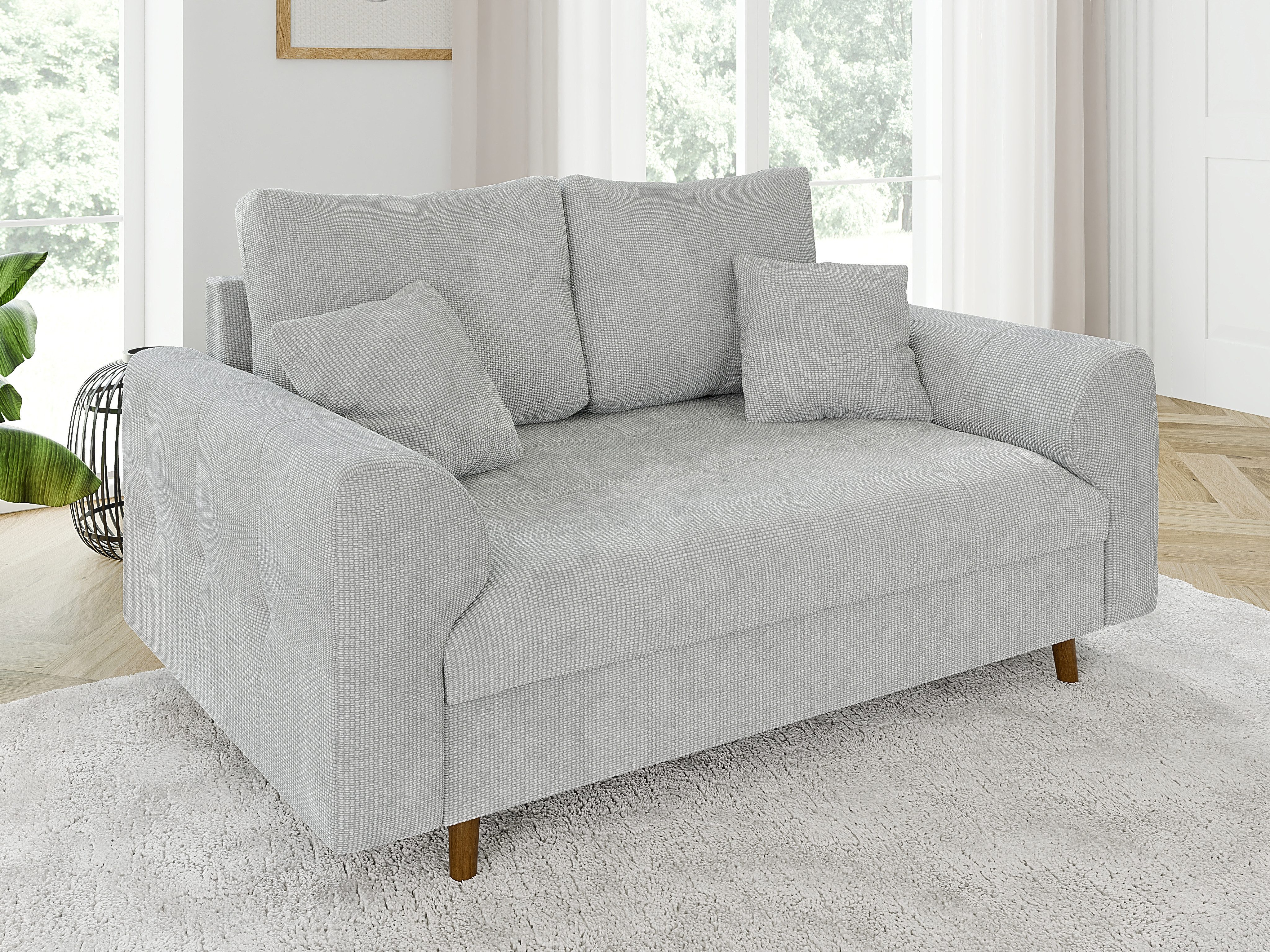 S-Style Möbel 2-Sitzer Sofa Kristian mit Braun Holzfüßen aus Chenille-Stoff günstig online kaufen