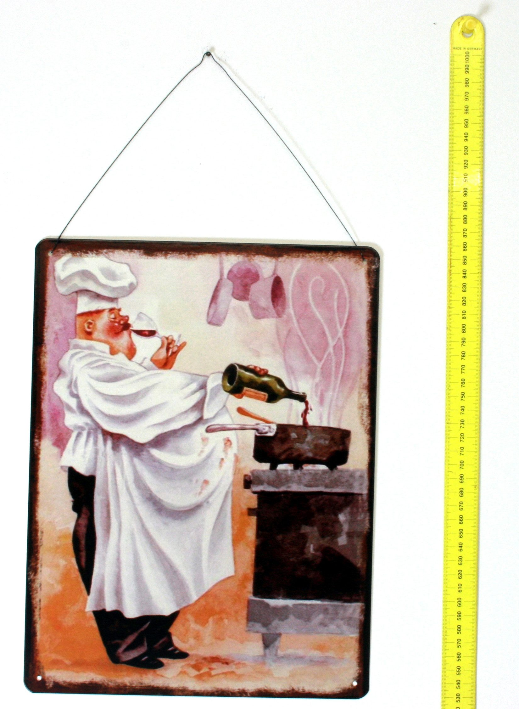 Moritz Metallschild Blechschild Küche dicker Koch mit Wein, (Einzeln), 25 x günstig online kaufen