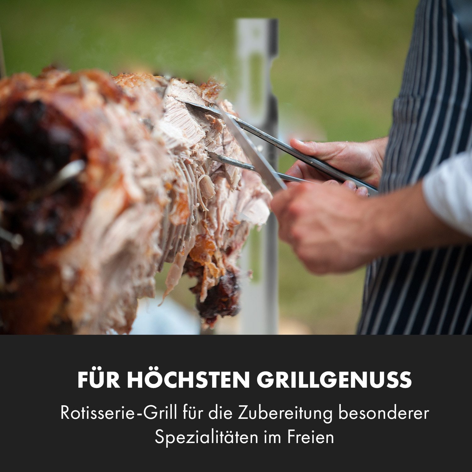 Klarstein Grillspieß Sauenland Survivor (Set), Grillspieß mit Motor Grill Drehspieß mit Motor Spanferkel Grill
