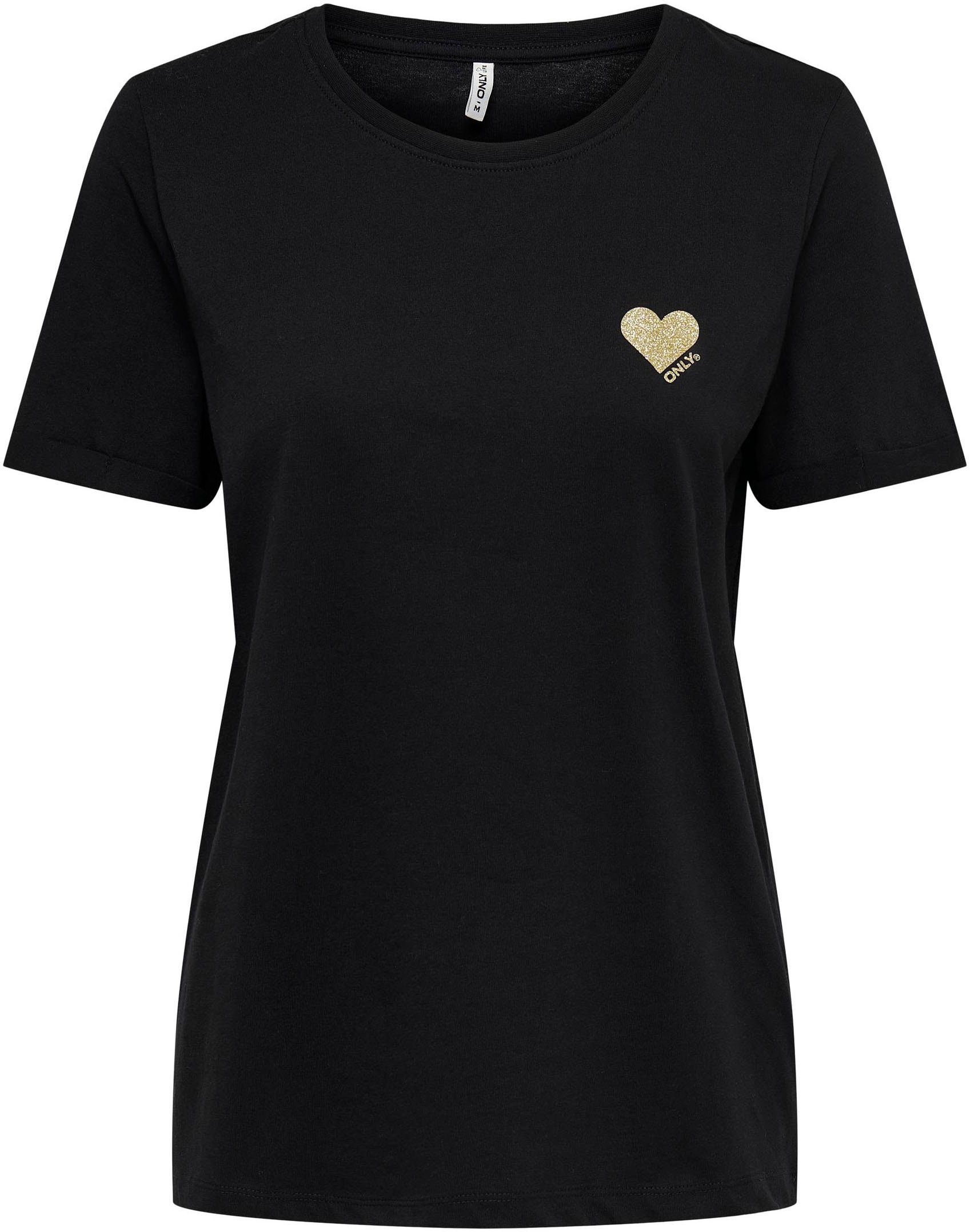 ONLKITA ONLY Kurzarmshirt NOOS HEART S/S LOGO GOLD TOP Black GL