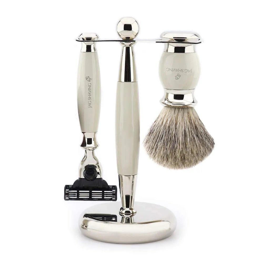 SHAVING Rasierset Rasierhobel Rasierset 3-teiliges JAG Rasierständer mit Rasierpinsel, und