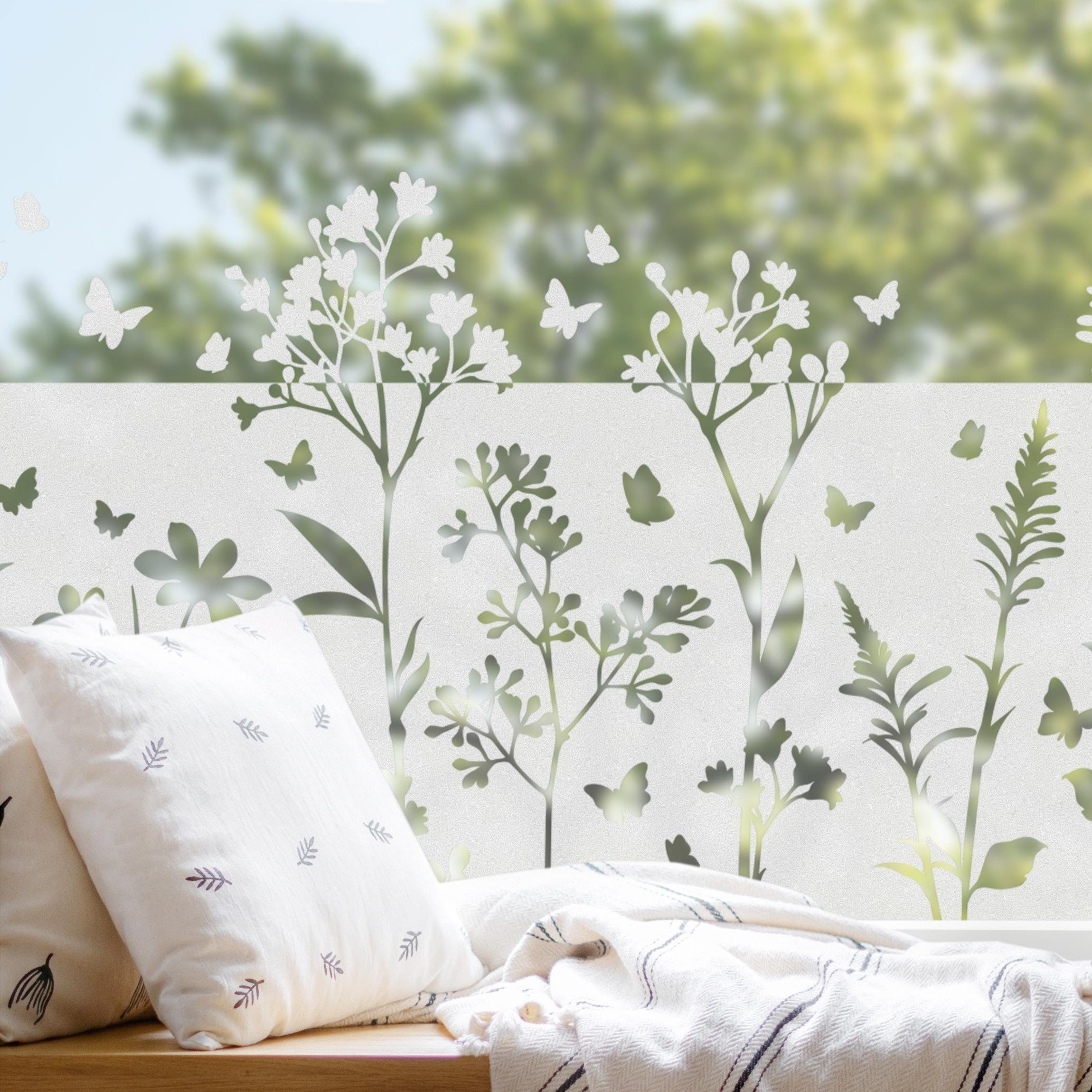 Bilderdepot24 Fensterfolie statisch haftend Motiv Fensterdeko Wildblumen Sc günstig online kaufen