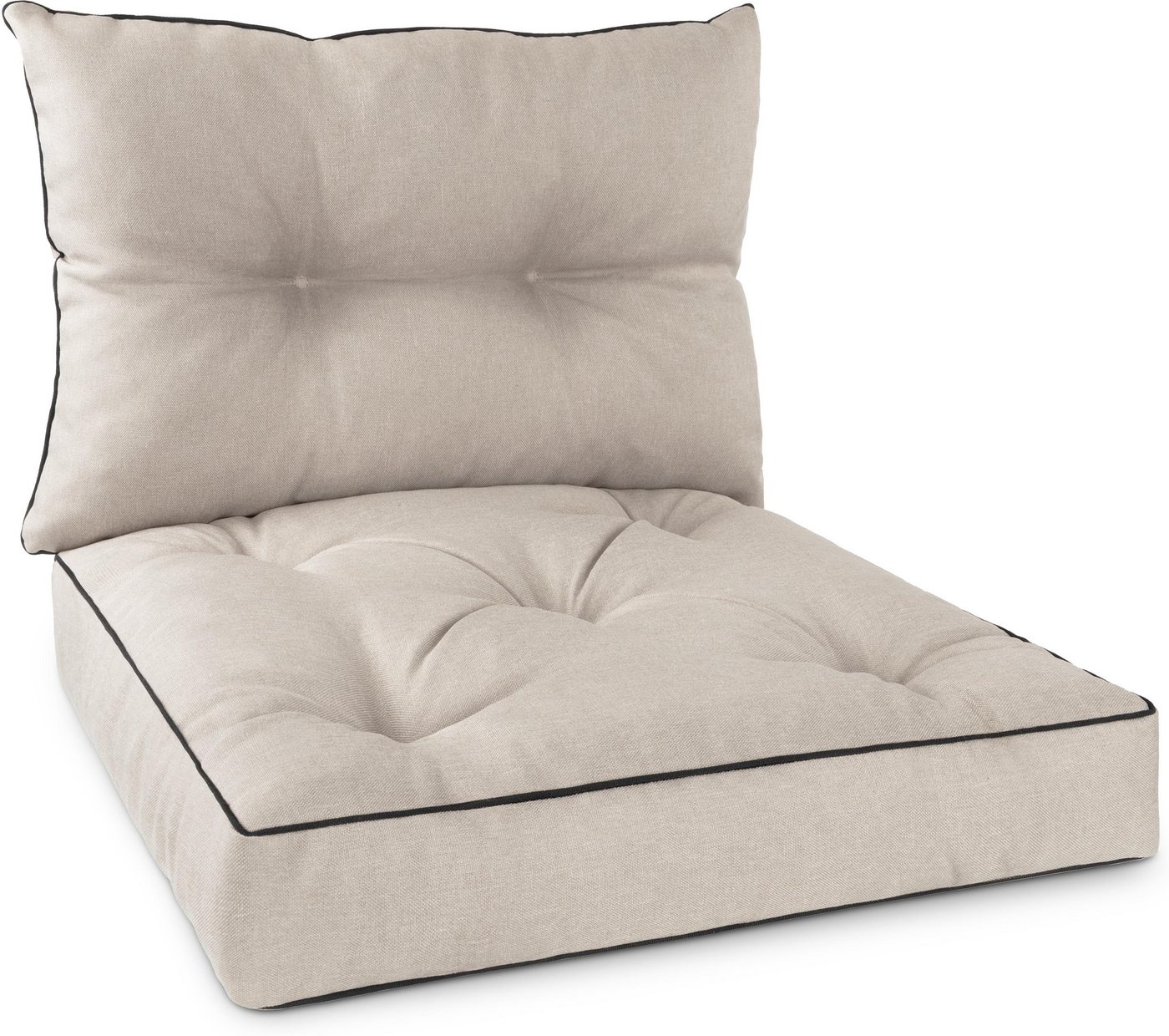 Aspero Sitzauflage Set Stuhl- und Rückenkissen 58x58 cm & 58x40 cm, Gepolsterte Outdoor Kissen Set mit Steppung