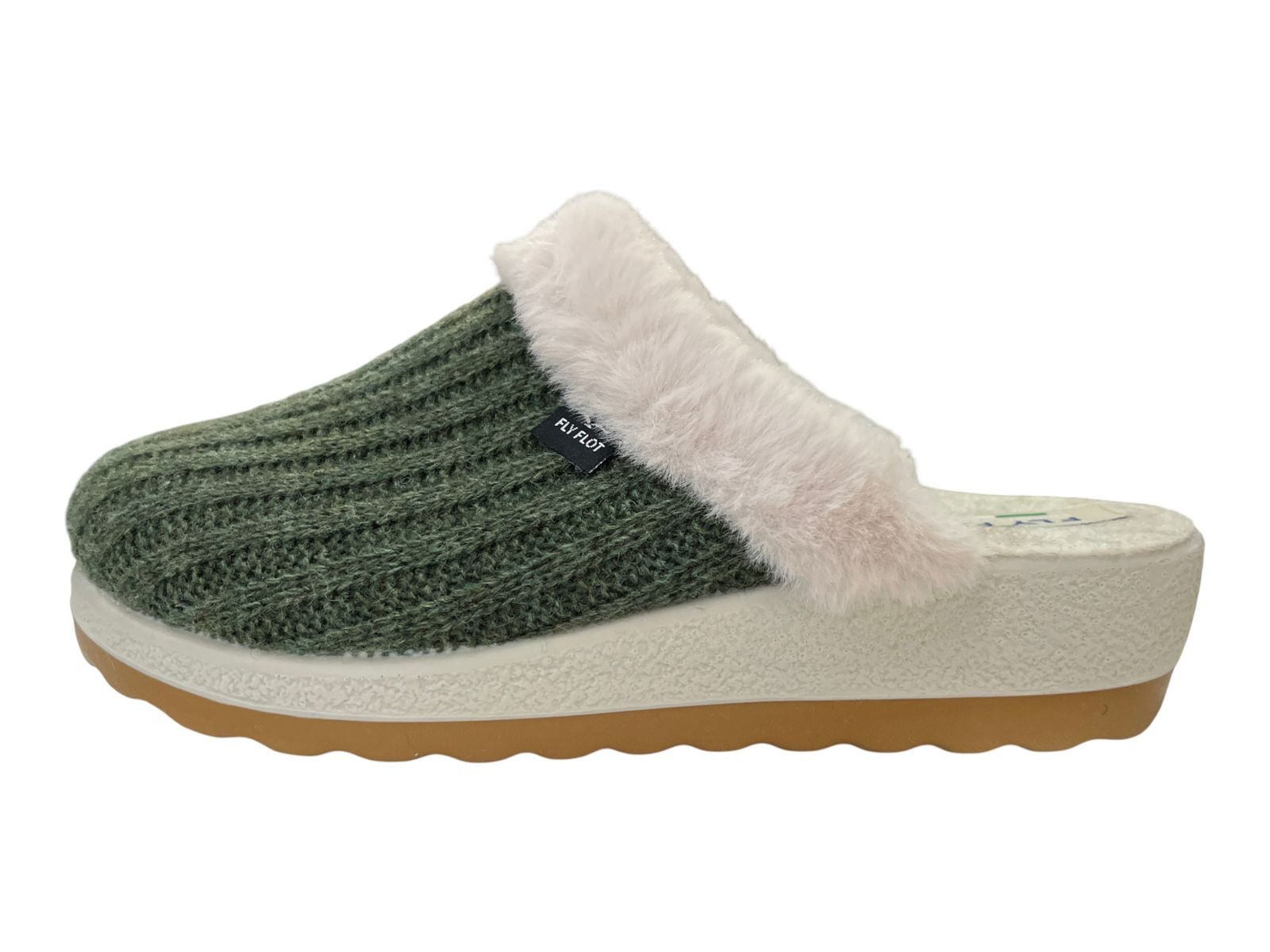 FLY FLOT Damen Pantoffel 330039-07 dark green Hausschuh