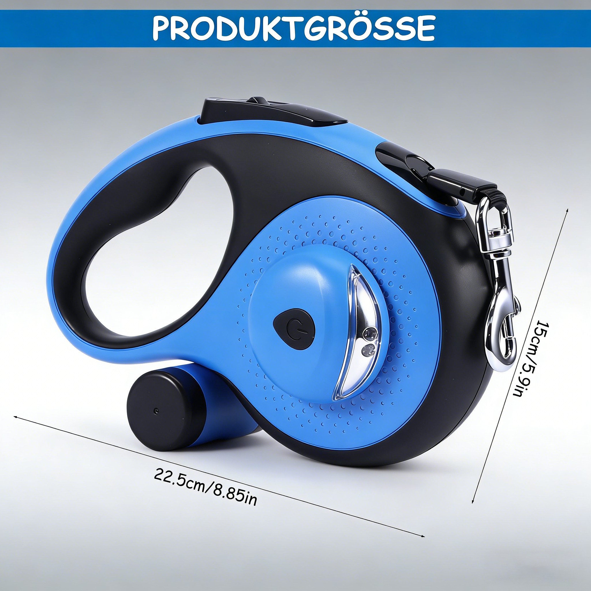 BlingBin Hundeleine Automatische Leine mit Kotbeutelhalterung, Führleine, Trainingsleine, ABS+TPE (1er Set, 1-tlg., 8 m lange Rollleine Hundeleine), für Training und Spaziergänge, für kleine, mittelgroße und große Hunde
