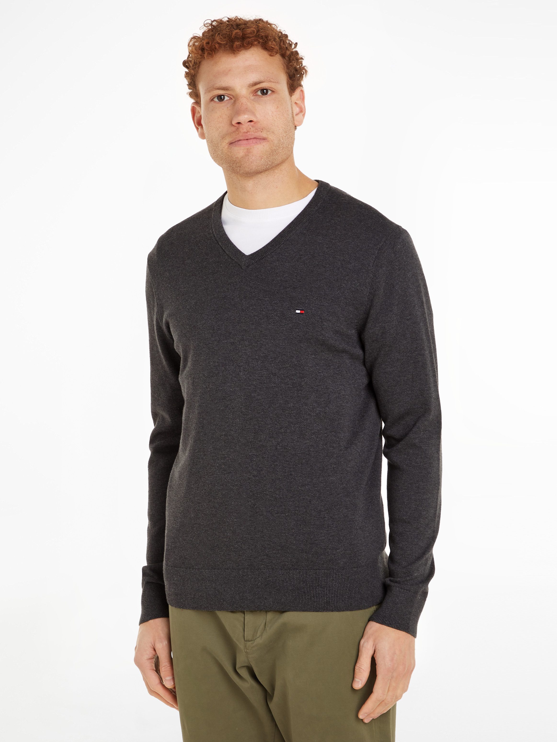 Tommy Hilfiger Strickpullover ESSENTIAL COTTON V NECK mit V-Ausschnitt und günstig online kaufen