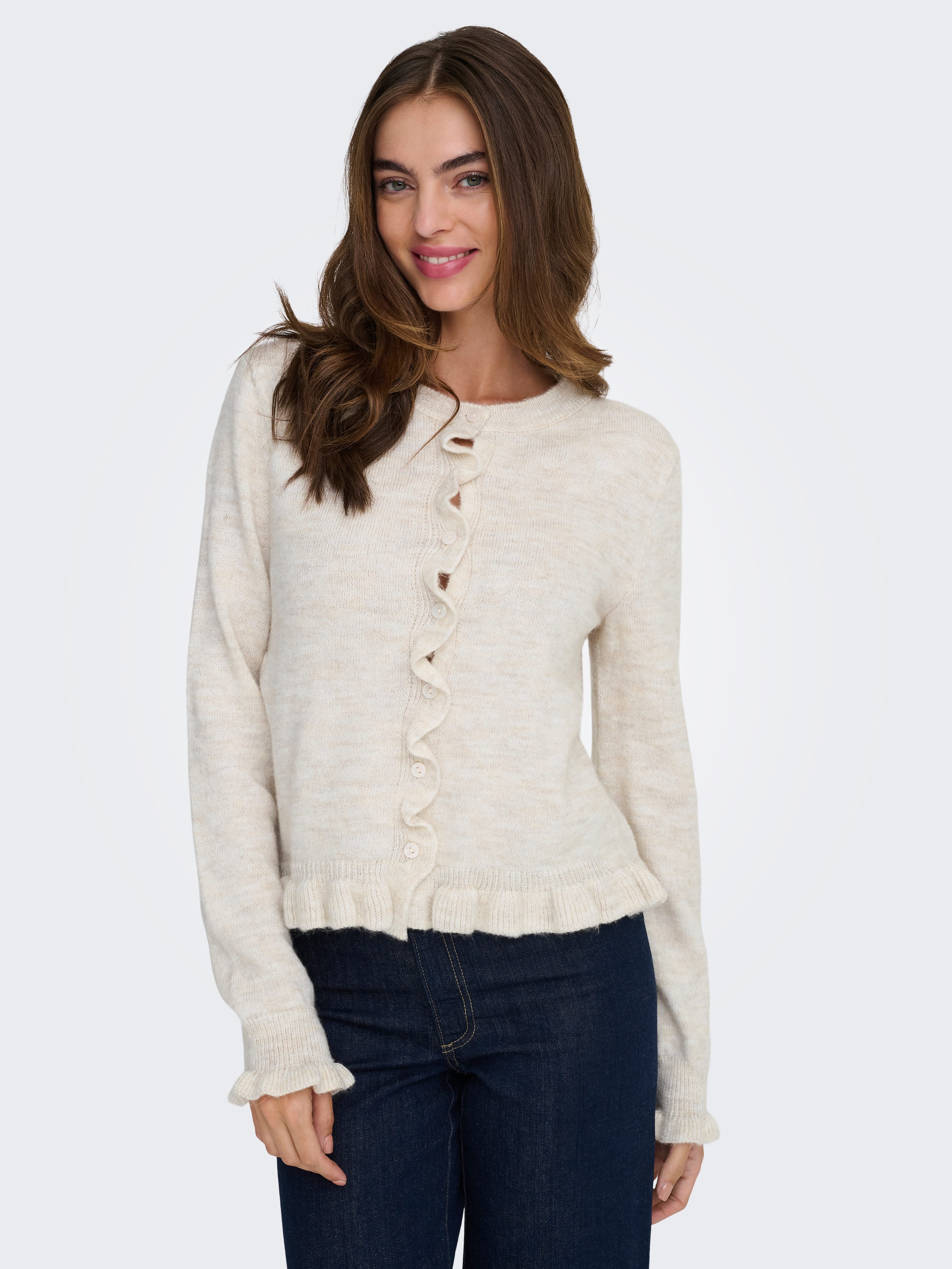 JDY Strickjacke JDYLETTY L/S ON FRILL CARDIGAN KNT NOOS