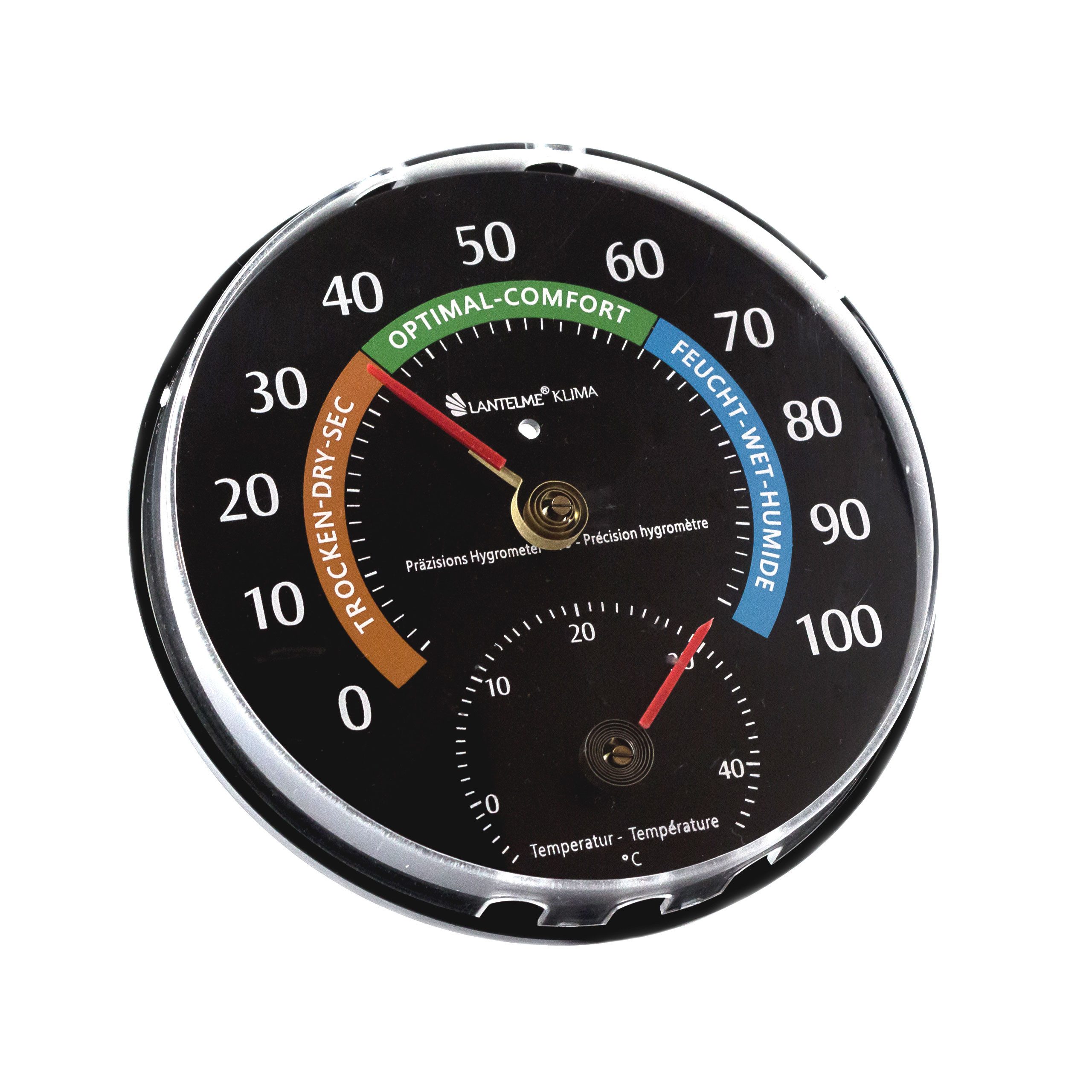 Lantelme Raumthermometer Analog Kombi Thermometer Hygrometer Zimmer Innen Raumklimakontrolle, 1-tlg., Gerät ist Justierbar, Luftfeuchte 0 bis 100% rel. und Temperatur -5 bis 45° Celsius