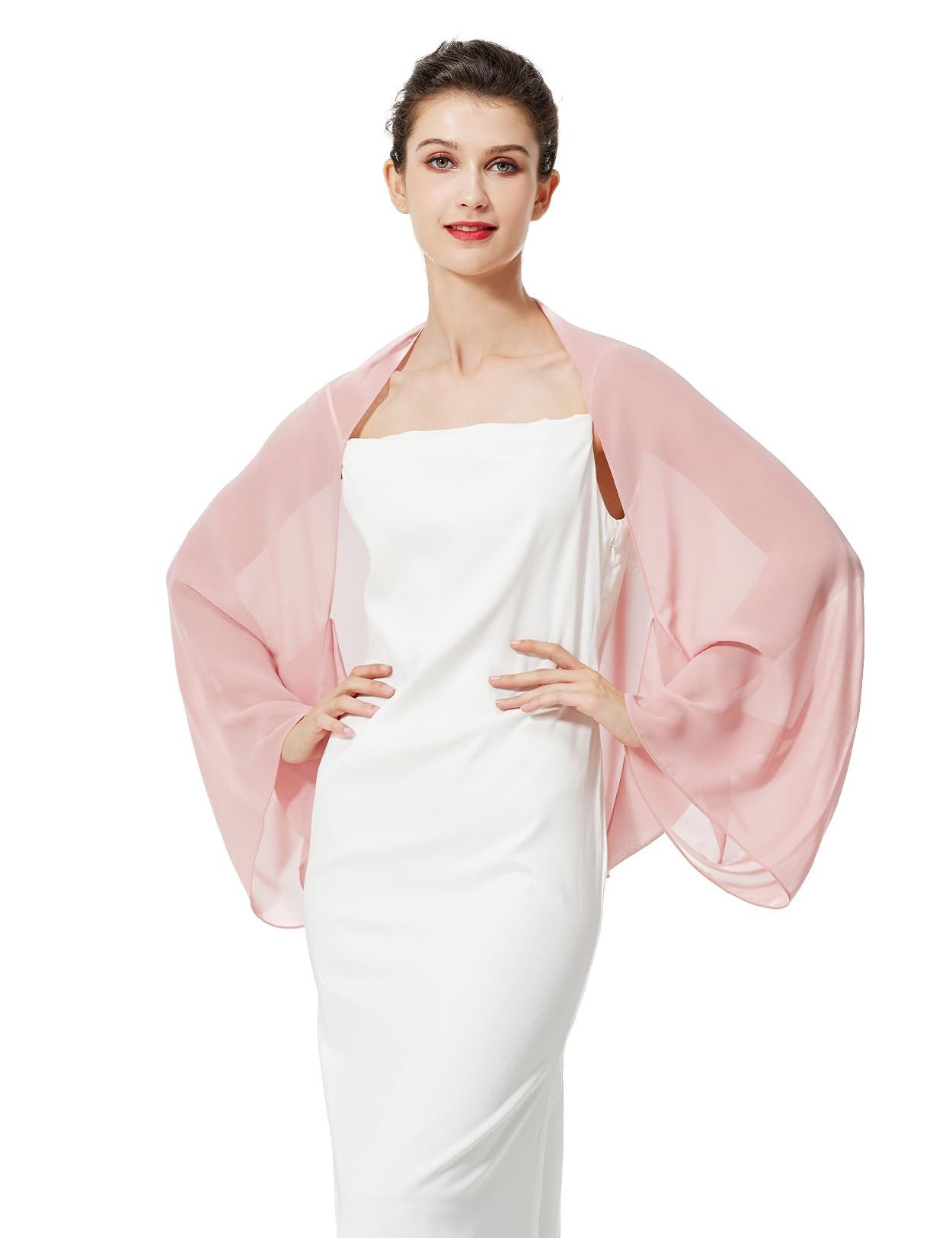 Zaewry Modeschal Damen Chiffon-Bolero, locker geschnitten, mit langen Ärmeln, ideal als Überwurf für Sommerhochzeiten, Abendveranstaltungen