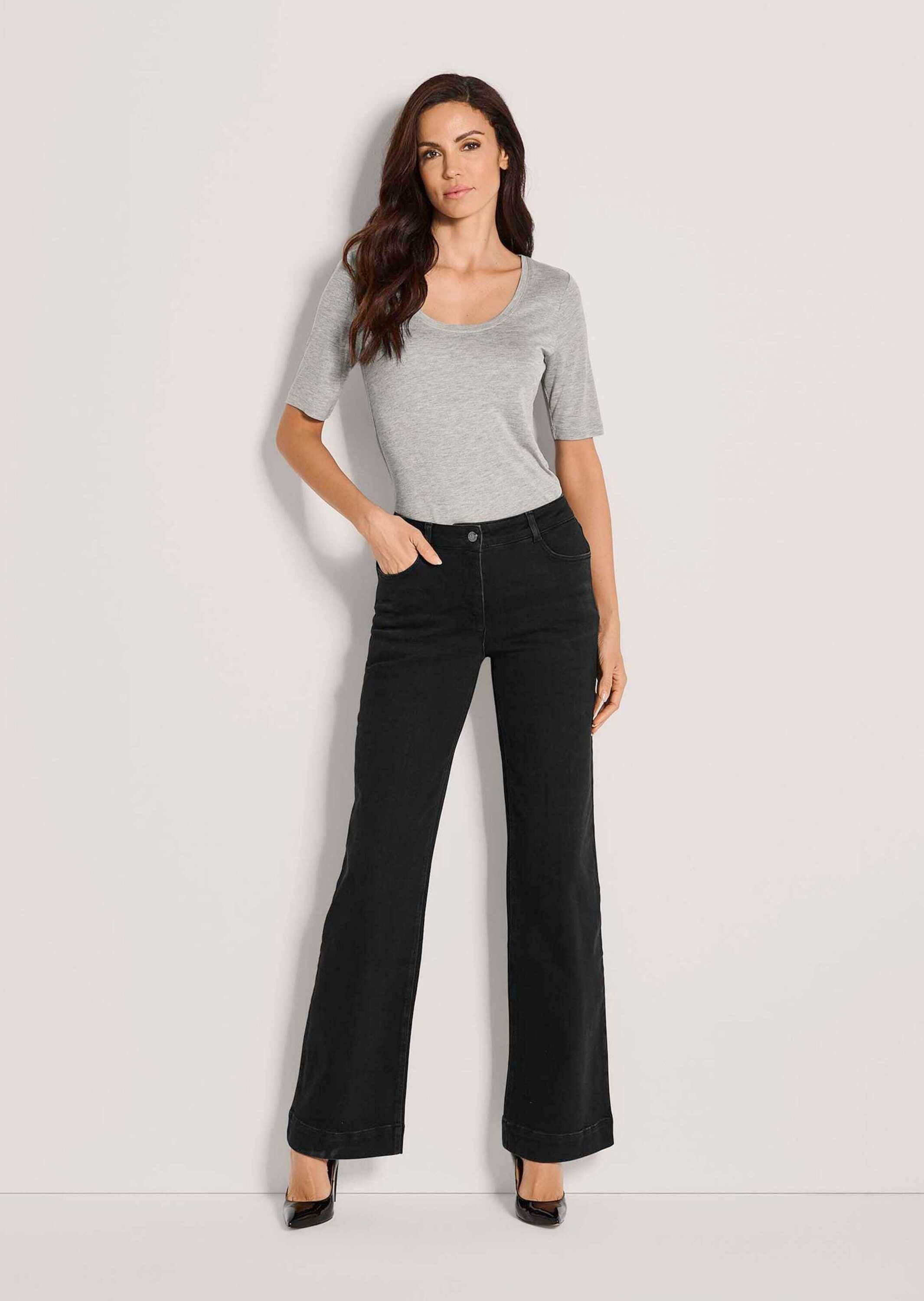 MADELEINE Gerade Jeans Wide-Leg-Jeans aus Powerstretch Modisch weites Bein mit Formbund und 5-Pocket-Style