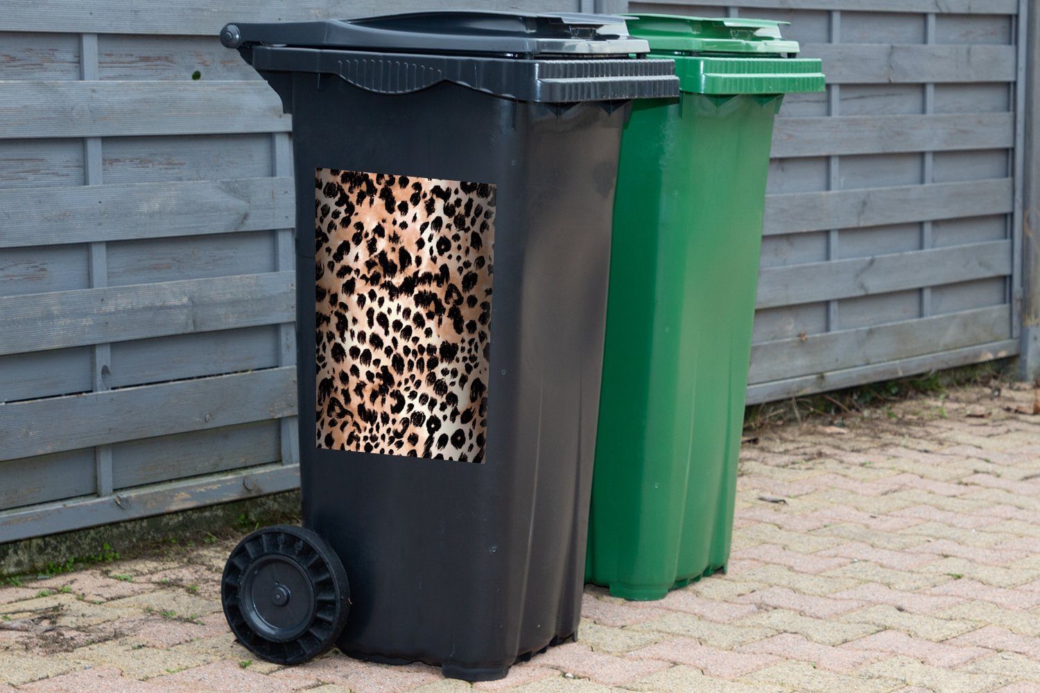 MuchoWow Wandsticker Tiere - Muster - Container, (1 Mülleimer-aufkleber, St), Leopard Abfalbehälter Sticker, Mülltonne