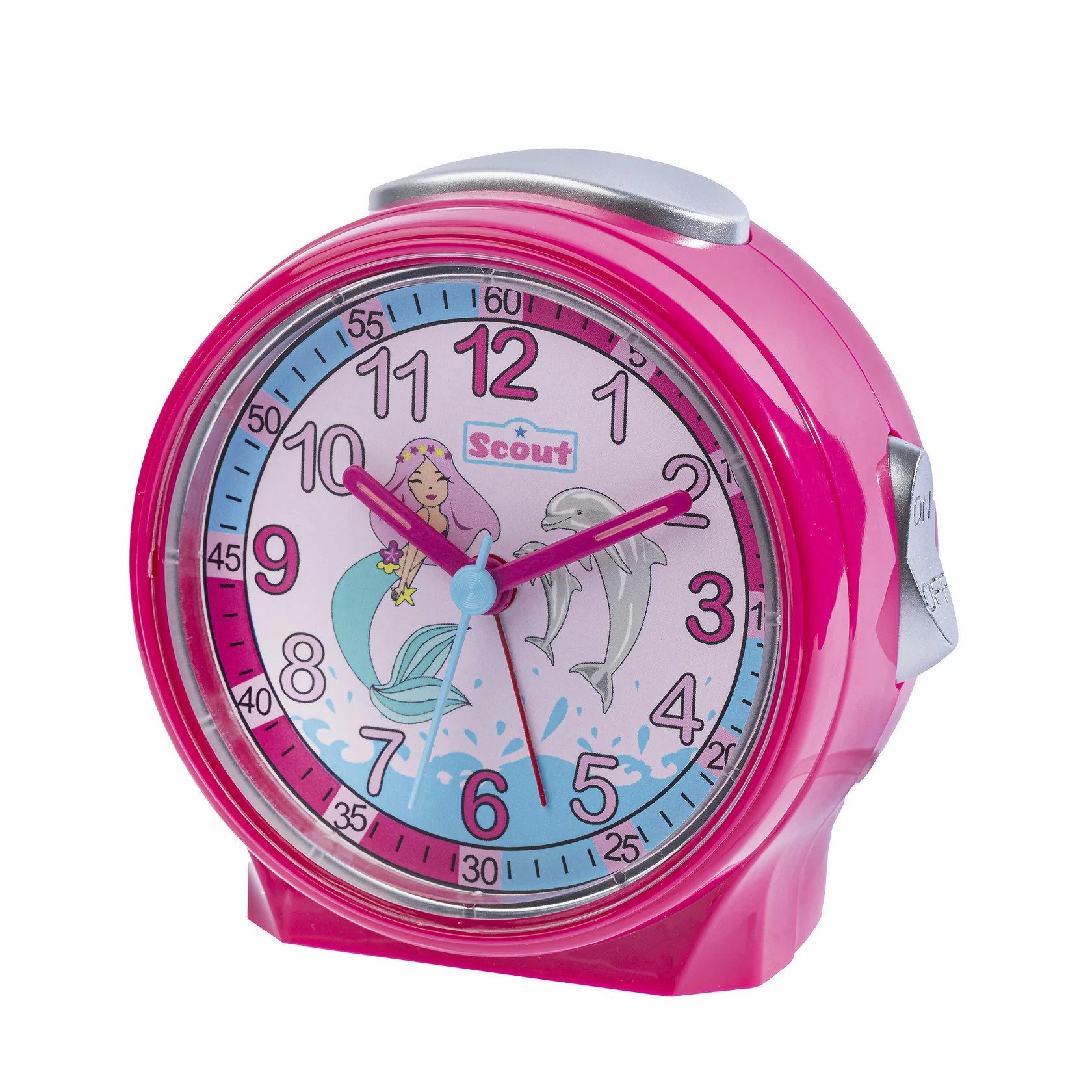 Scout Kinderwecker Friends 166000008 Meerjungfrau Delfine Rosa 10 cm