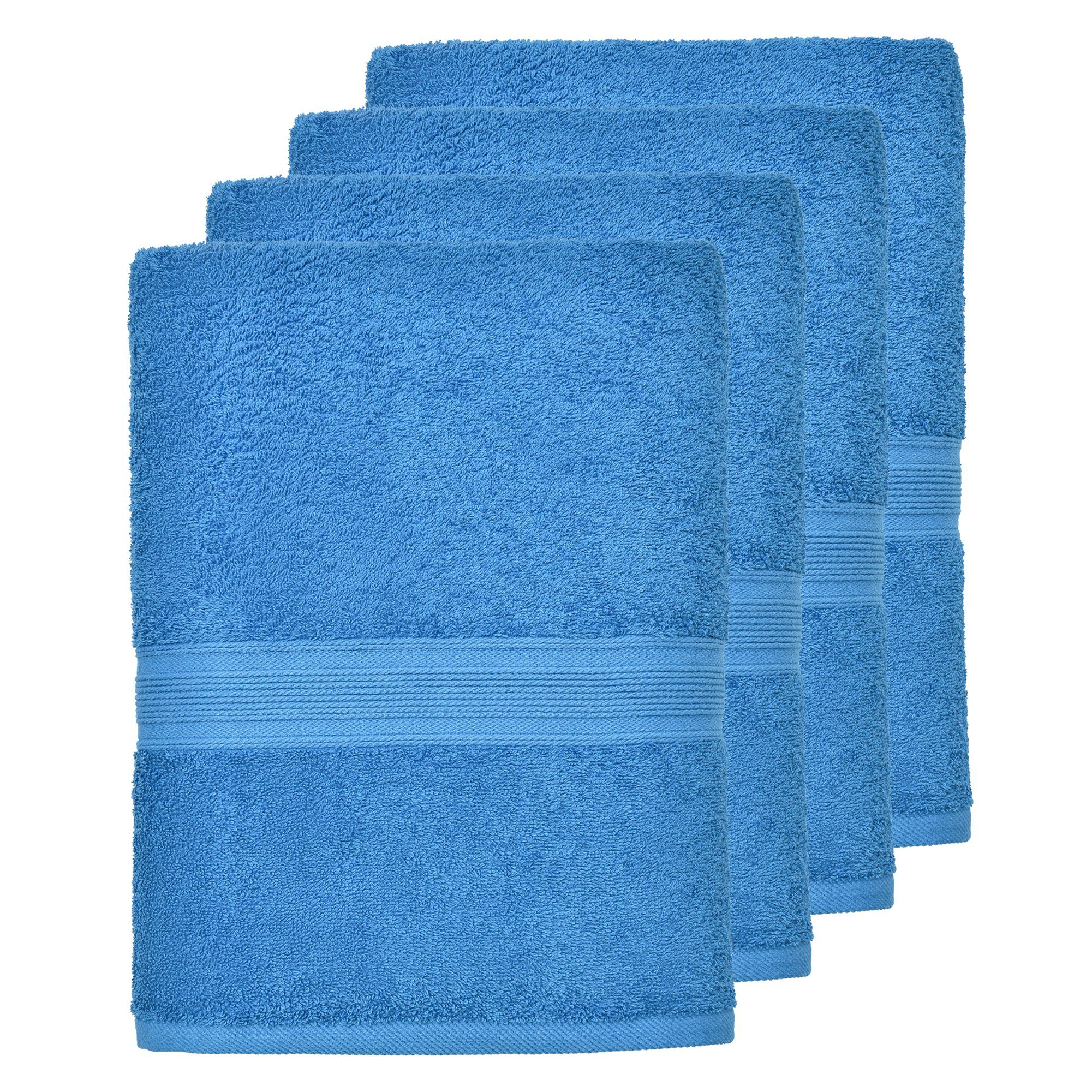 4er Royalblau Set, leevitex® & hochwertig Handtuch verarbeitet / cm, fusselfrei Frottee 50 Königsblau x 100