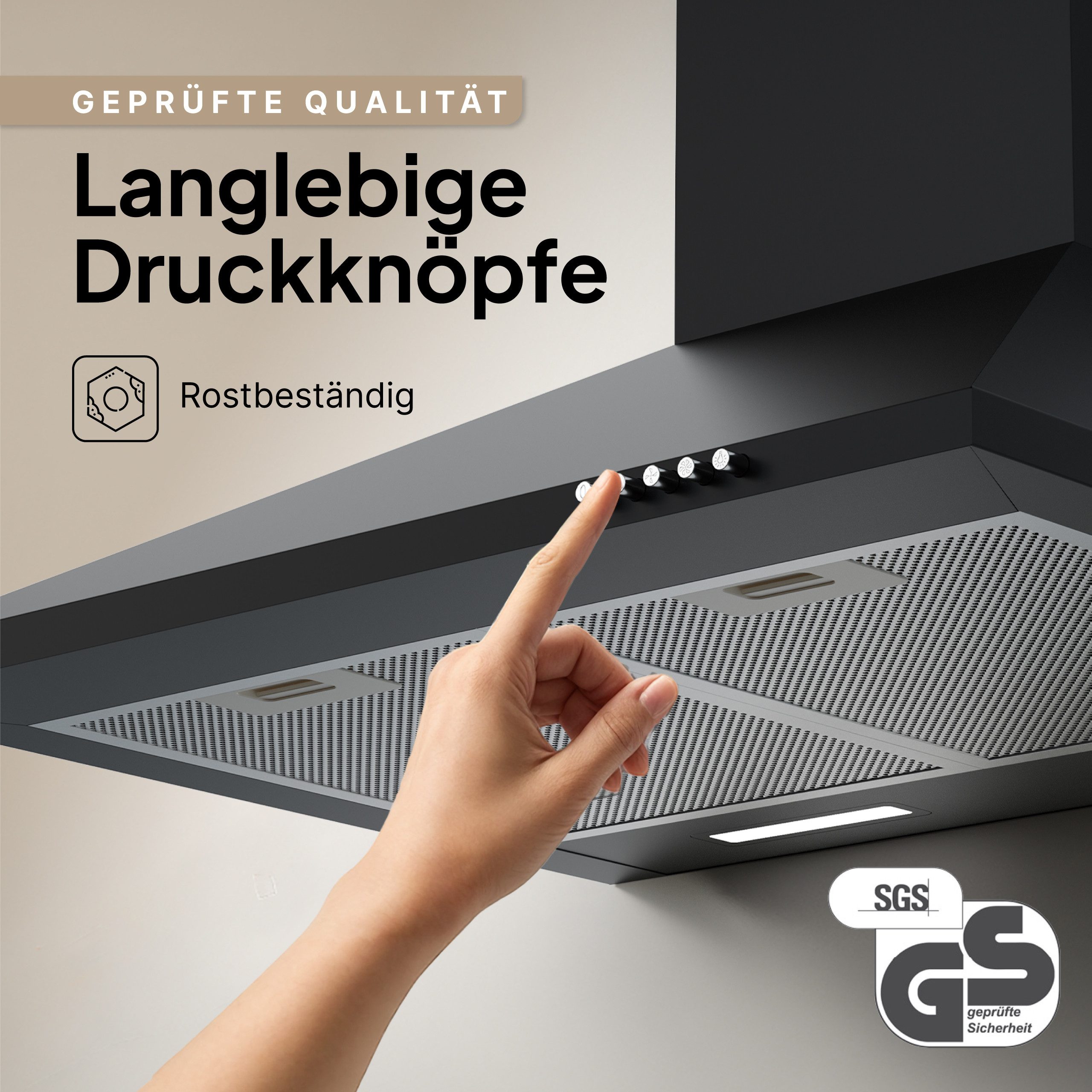 Levivo Wandhaube A+++ 410 m³/h Dunstabzugshaube 60cm und 90cm Umluft & Abluft A+++ 410 m³/h Dunstabzugshaube 60cm und 90cm Umluft & Abluft, Aktivkohlefiltern, Fettfiltern, LED-Beleuchtung