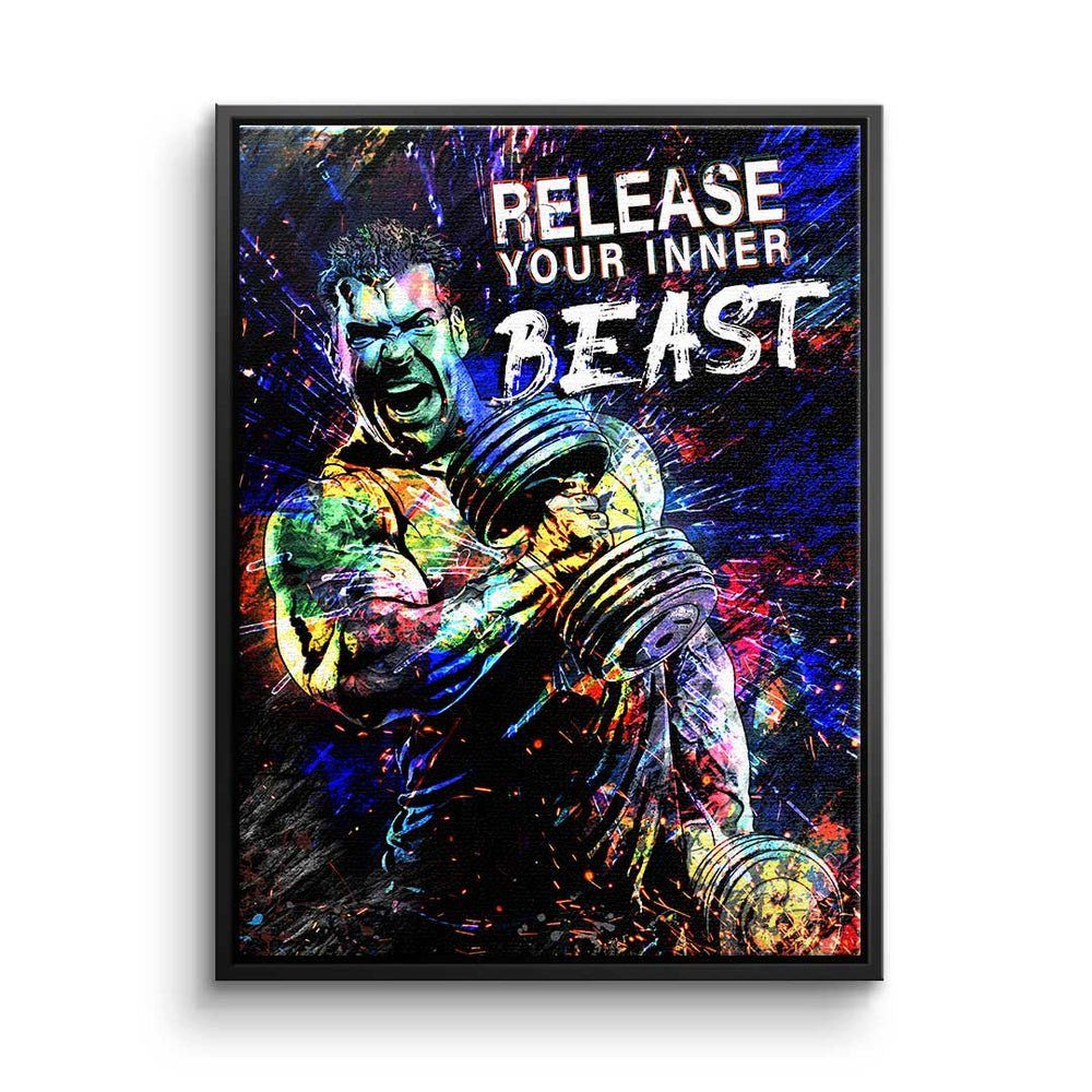 - Beast DOTCOMCANVAS® Leinwandbild, Release Premium Leinwandbild inner your Rahmen - Train schwarzer Motivation -