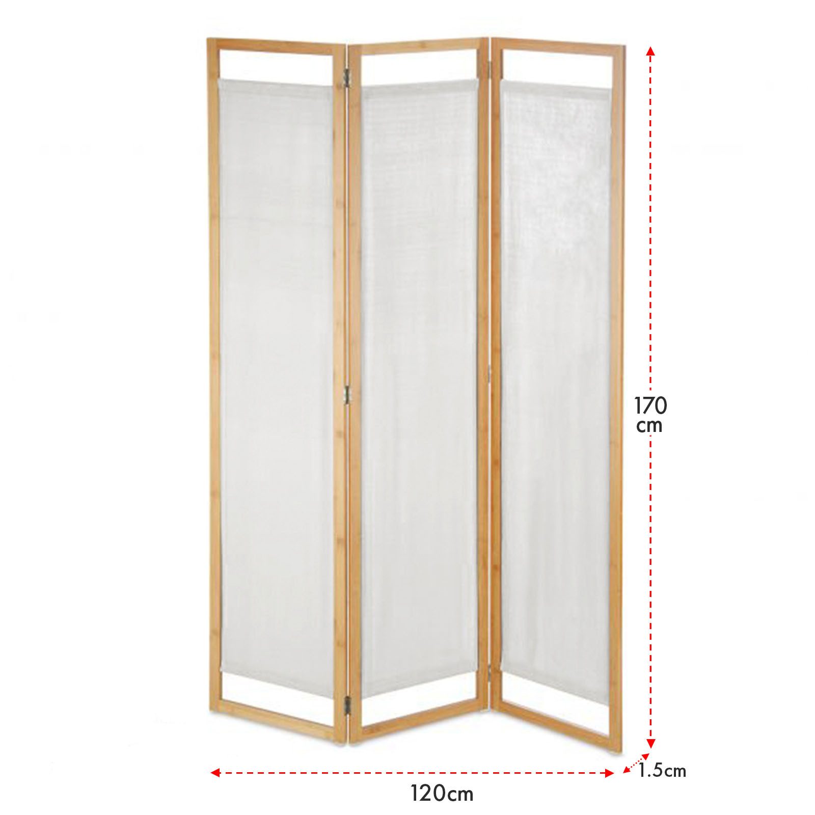 Kubus Stellwand aus Bambus Solace, Praktisch und elegant zugleich, Der faltbare 3-teilige Raumteiler ist besonders platzsparend