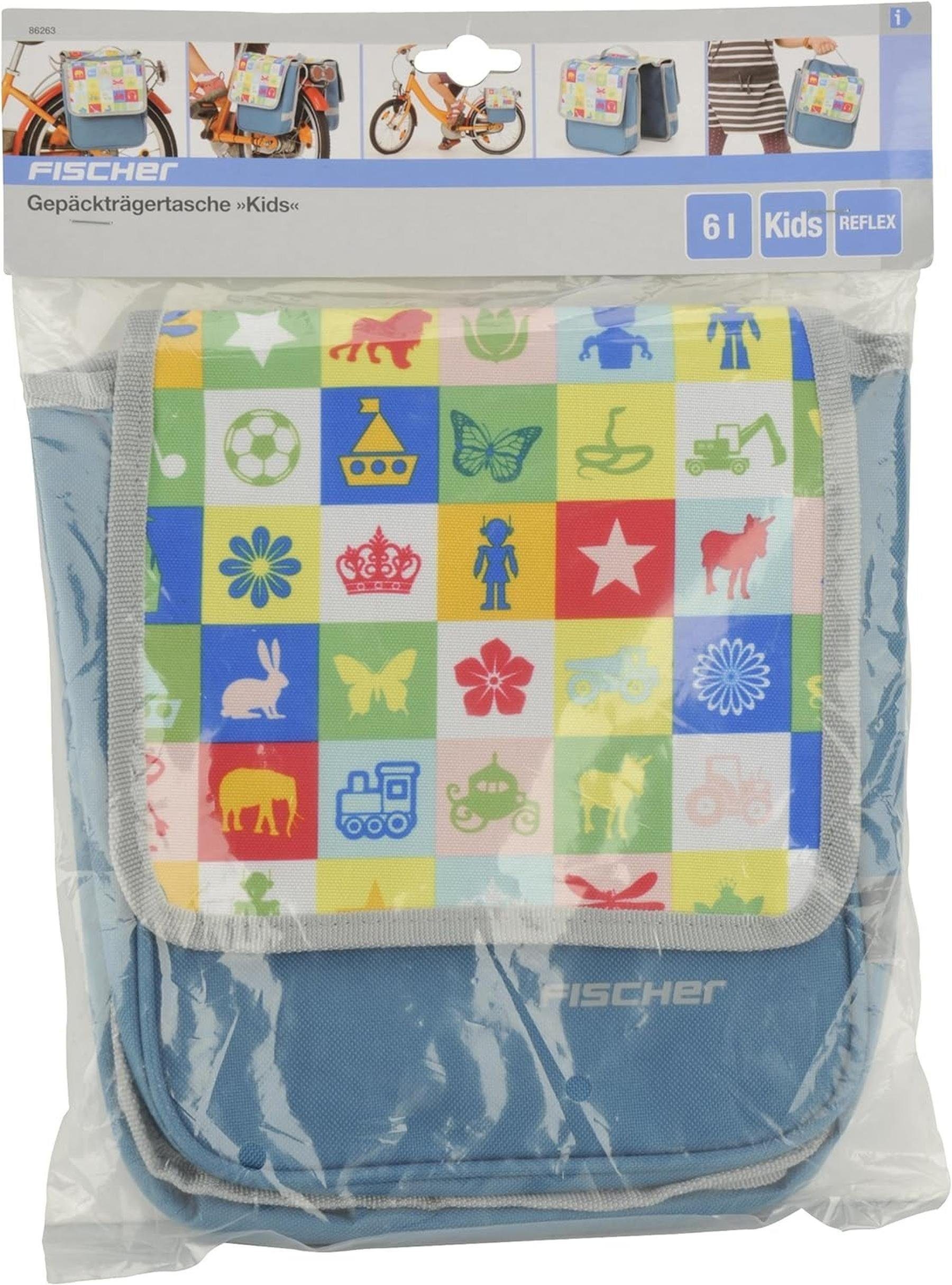 FISCHER Fahrrad Tragetasche Kinder Gepäckträgertasche Kids 6L Kinder Fahrrad Tasche 3ER PACK (3-tlg)