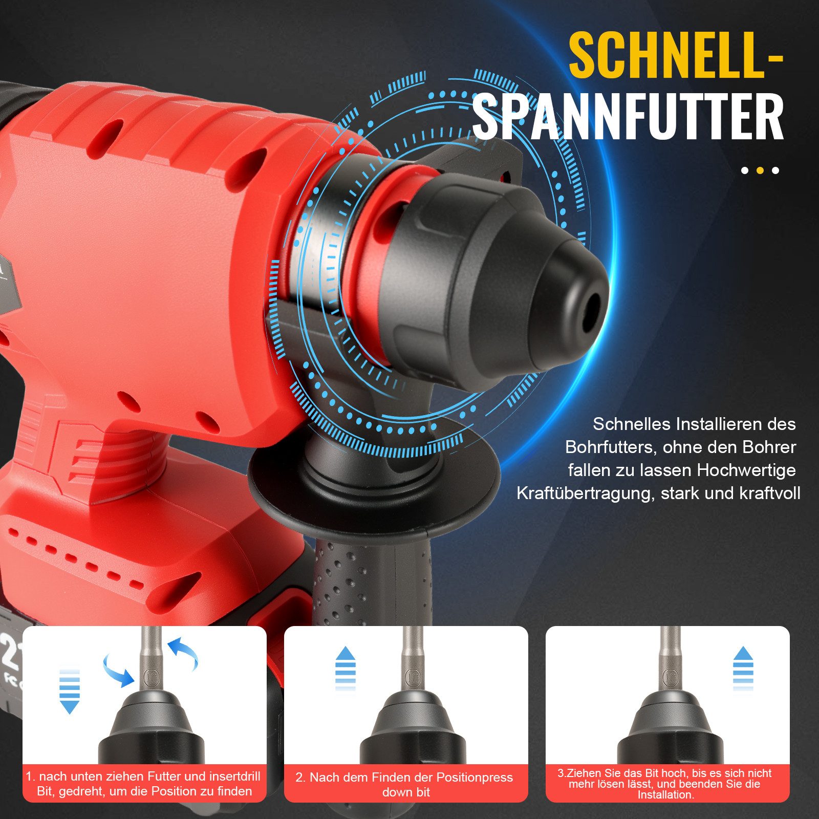 CONENTOOL Akku-Bohrhammer Bürstenloser SDS-Plus Schlagbohrhammer, (Set, 9-t günstig online kaufen