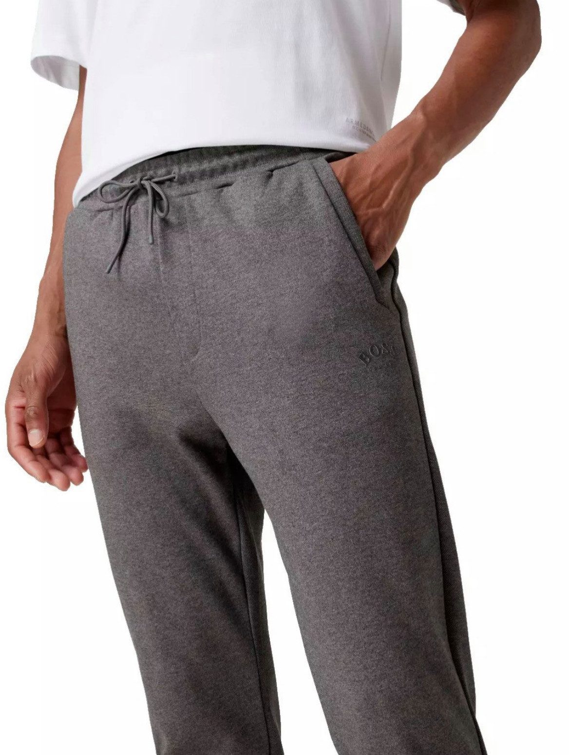 BOSS Jogginghose Hadiko Sweathose mit kontrastierender Rückseite Kordelzug am elastischen Bund - Beine enden in Bündchen